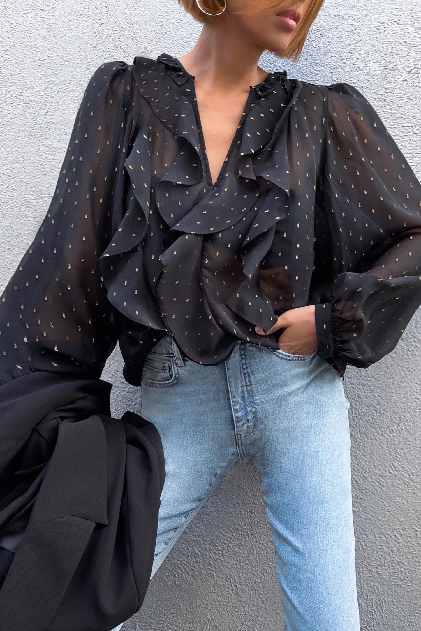 Larissa Dobby Ruffle Blouse