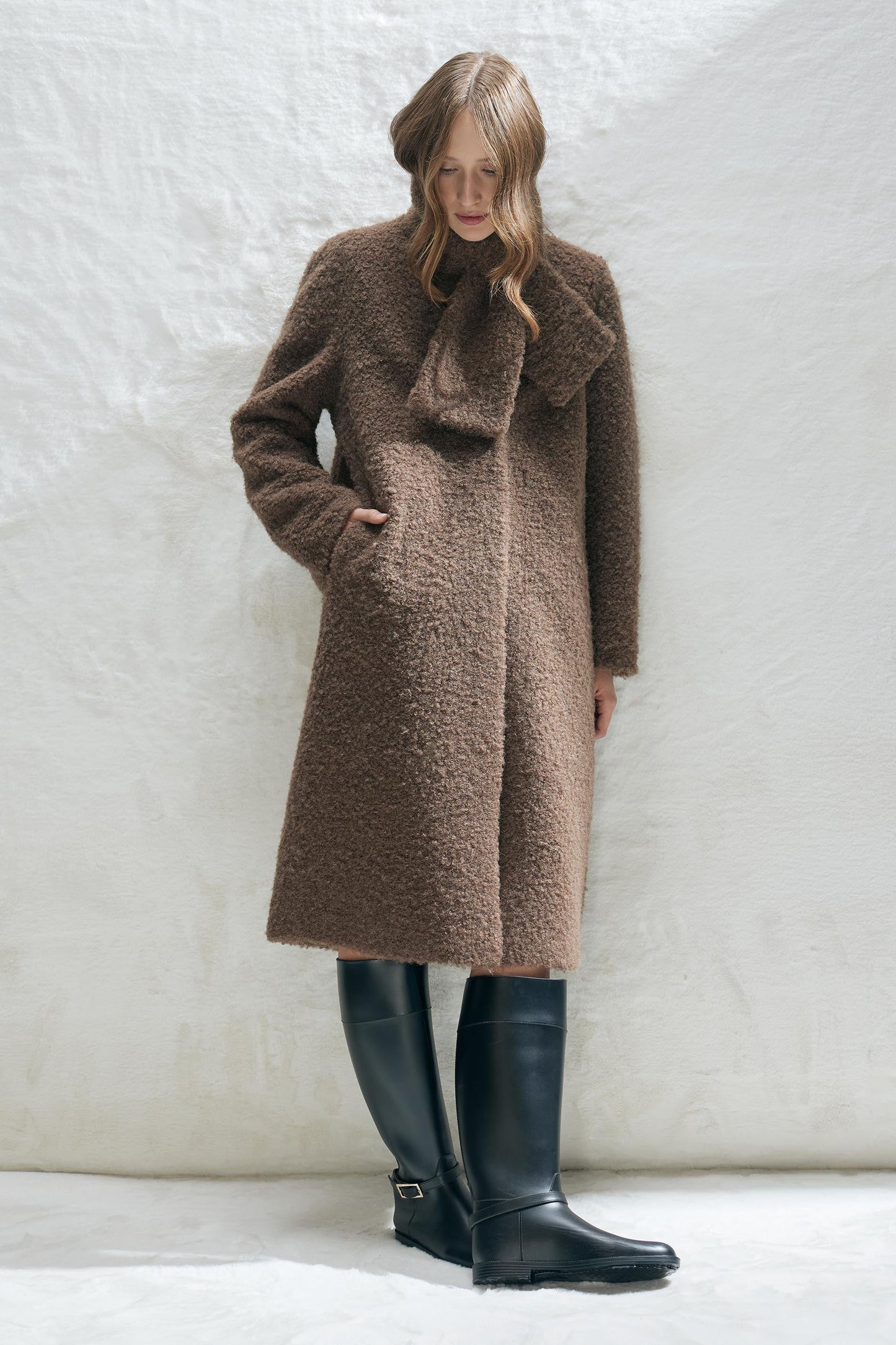 Erika Boucle Scarf Coat