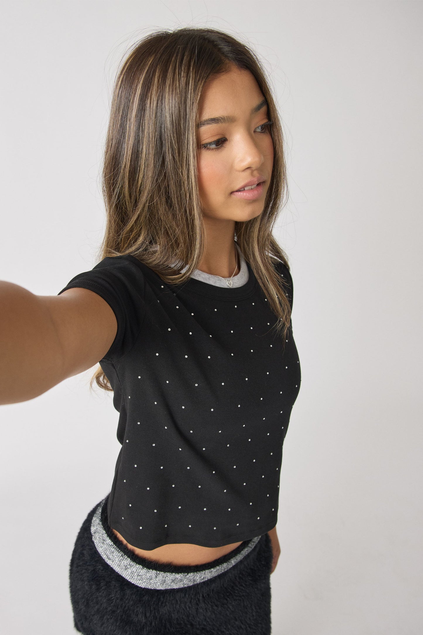 Girls Haylee Crystal Crop Tee