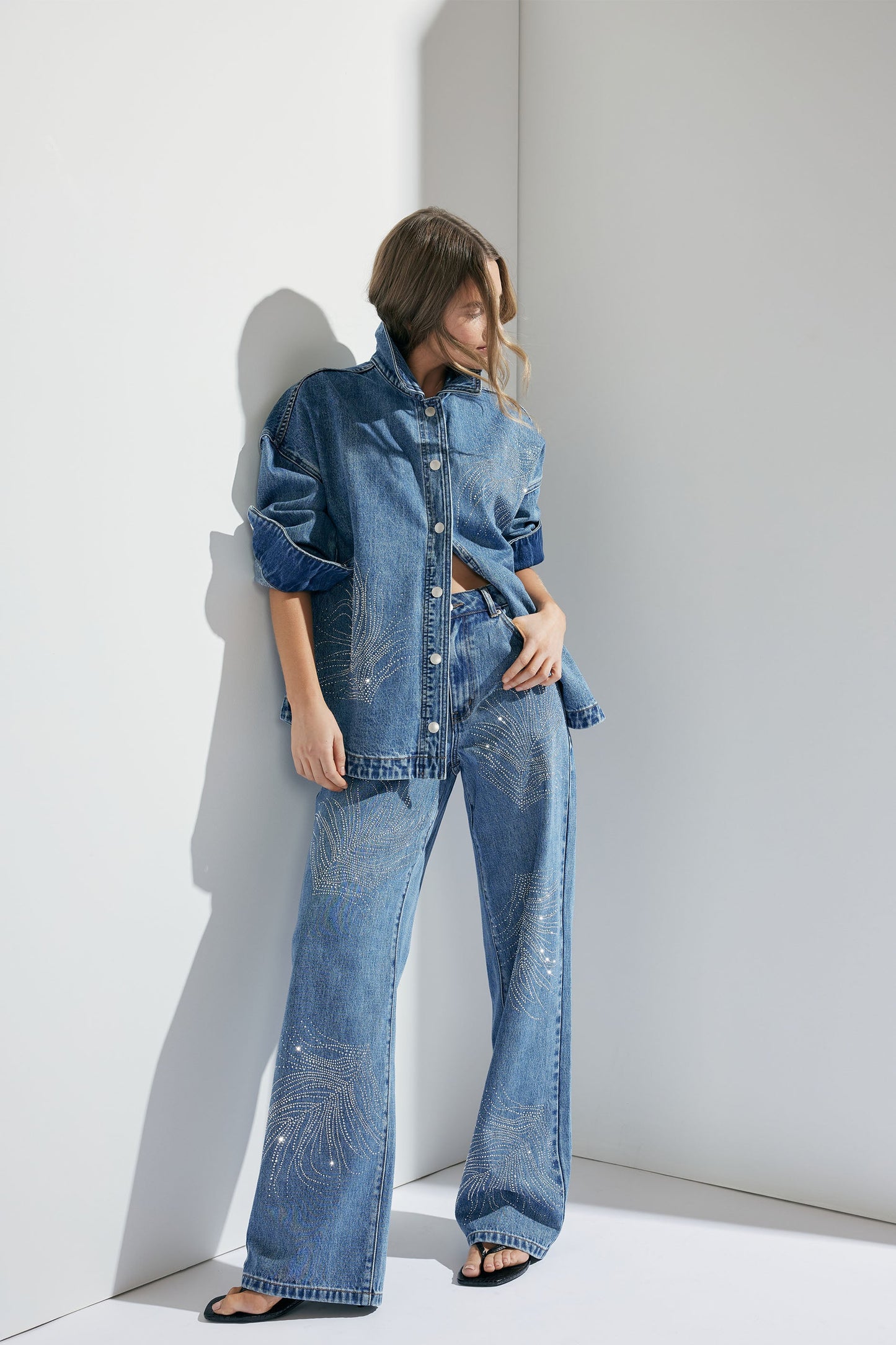 Bree Embellished Denim Shacket