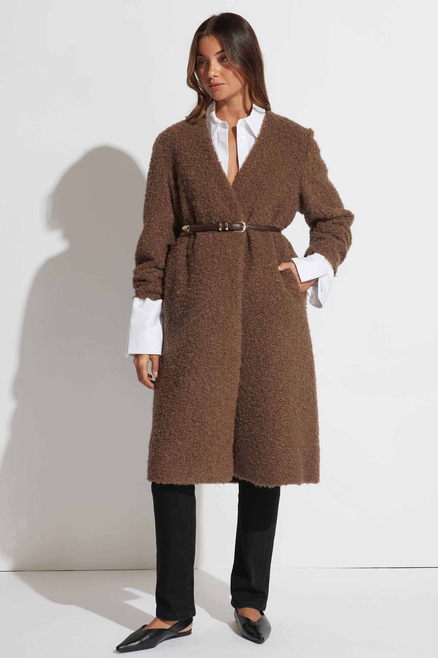 Erika Boucle Scarf Coat