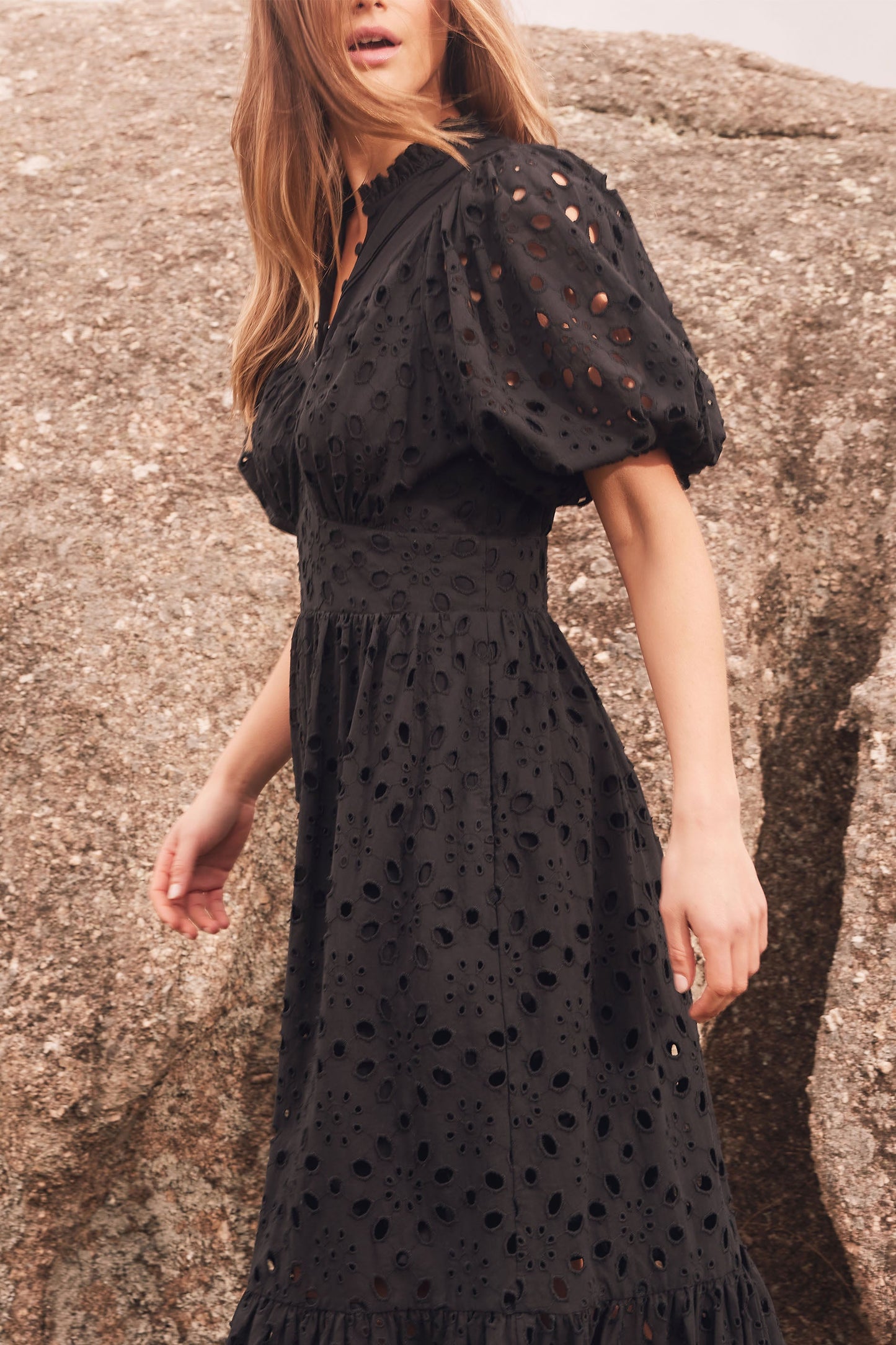 Claudia Broderie Midi Dress