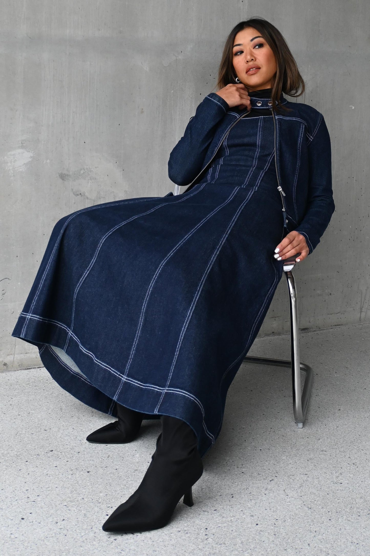 Paisley Denim Midi Dress