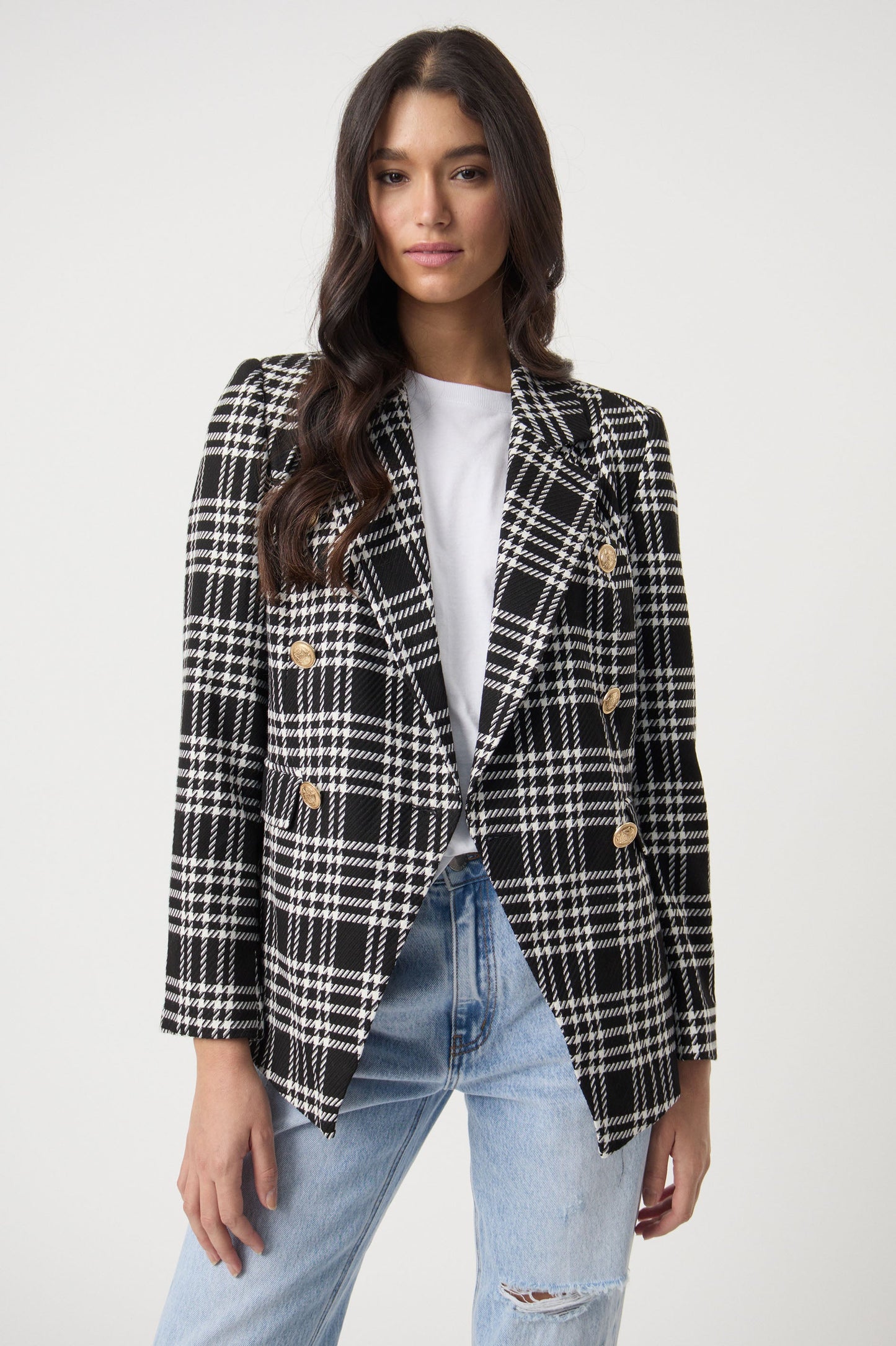 Carly Check Longline Blazer