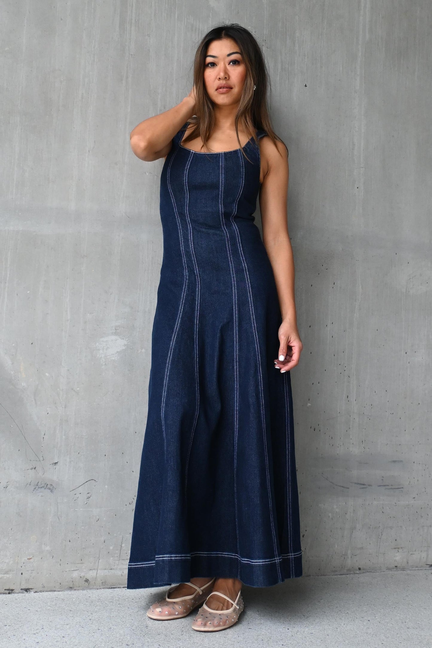 Paisley Denim Midi Dress