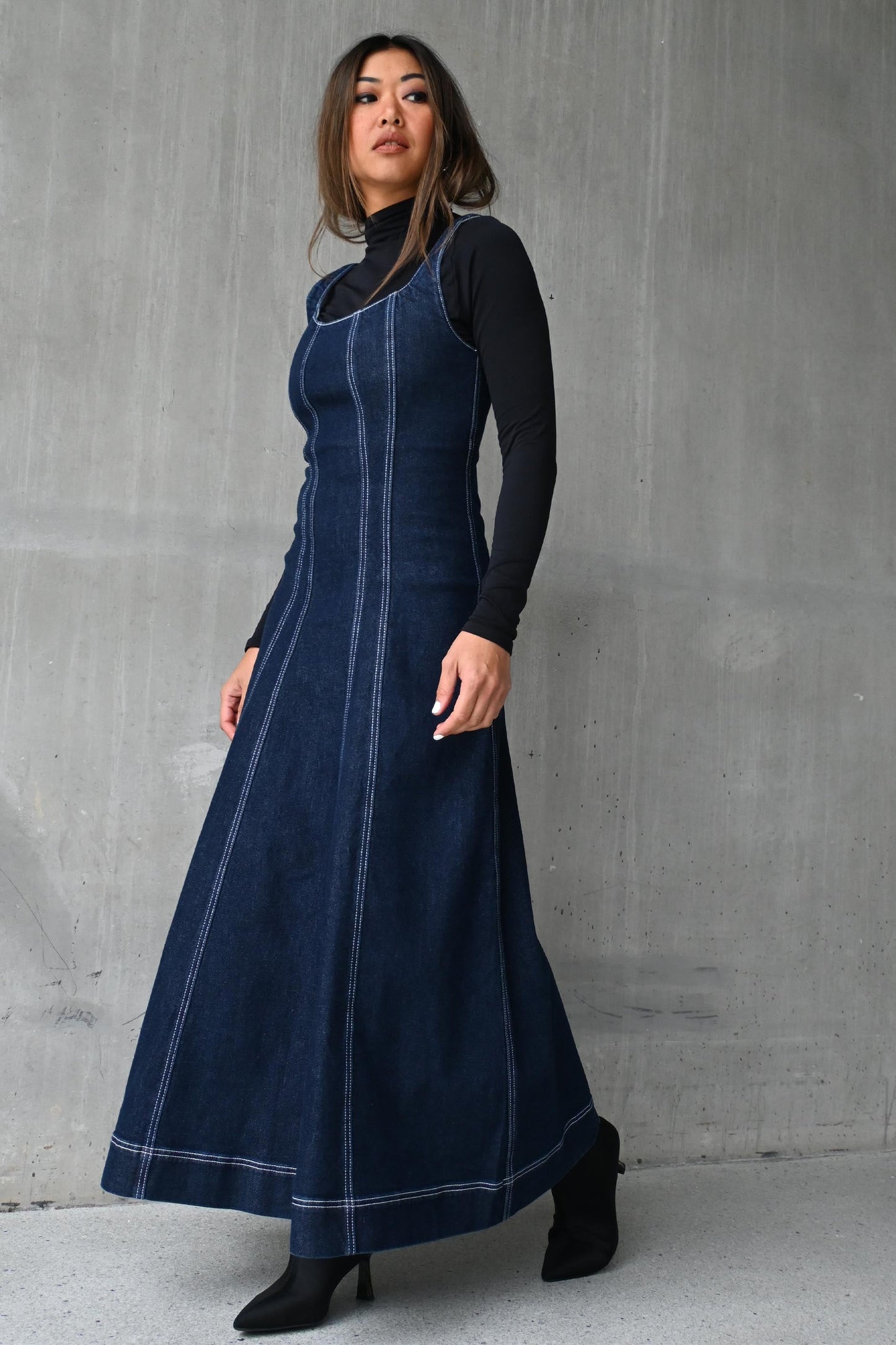 Paisley Denim Midi Dress