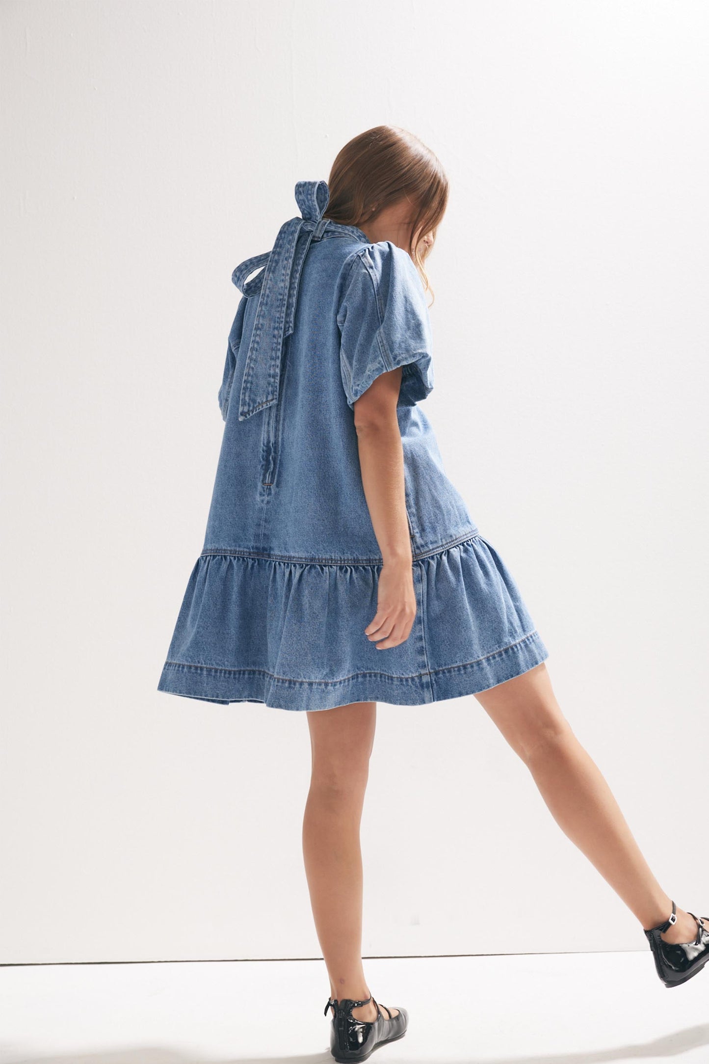 Tori Puff Sleeve Denim Dress