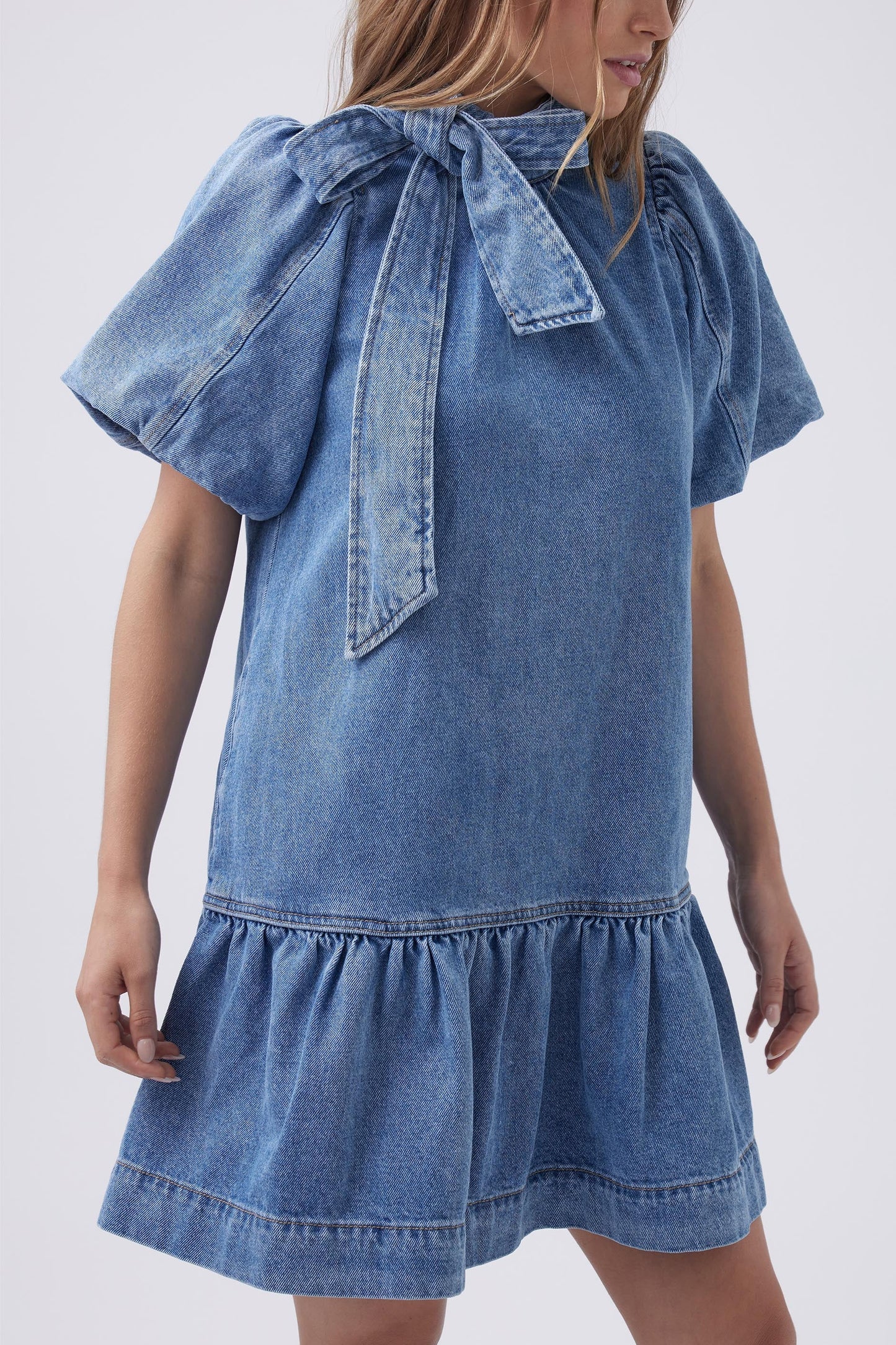 Tori Puff Sleeve Denim Dress