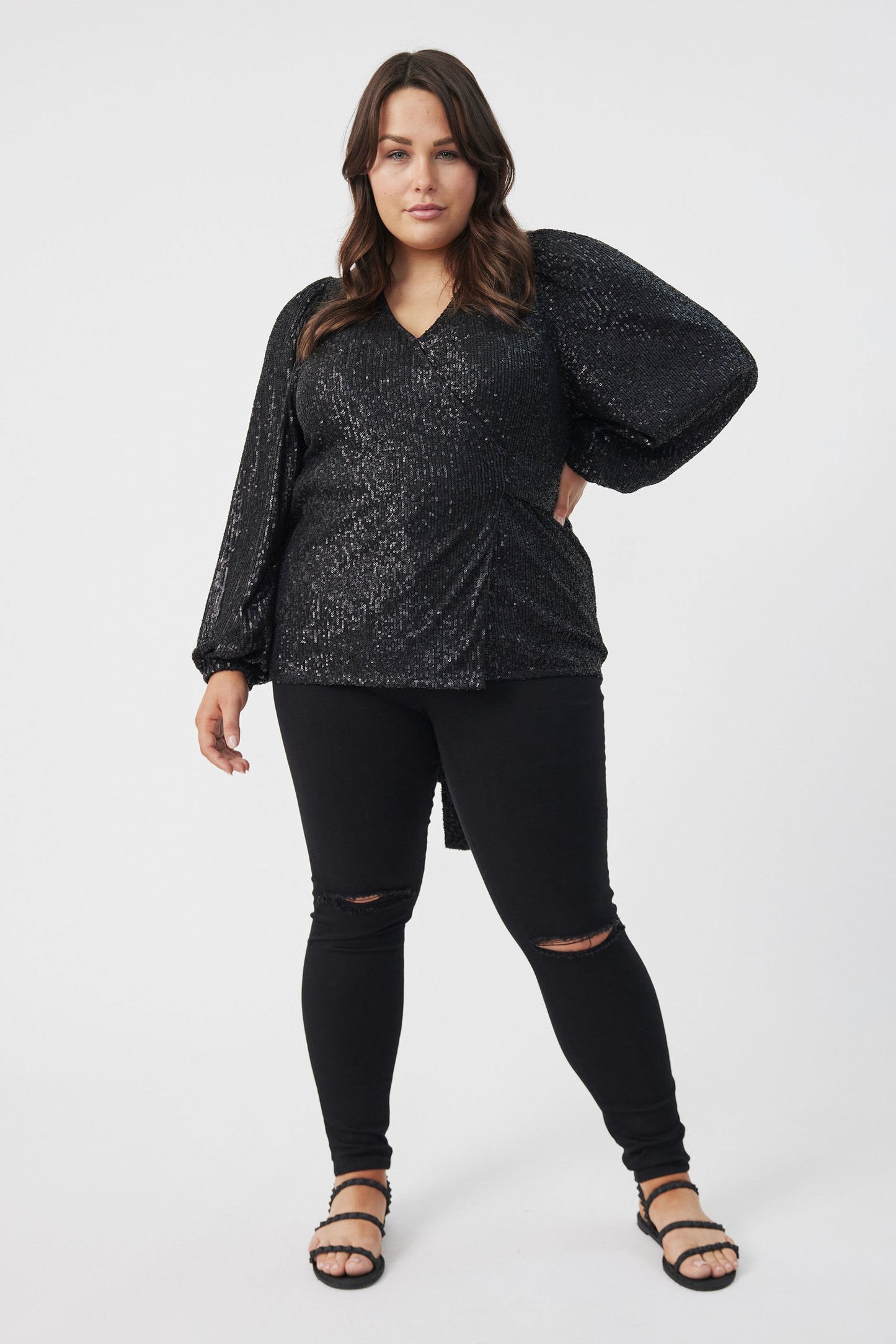Veronica Sequin Wrap Top
