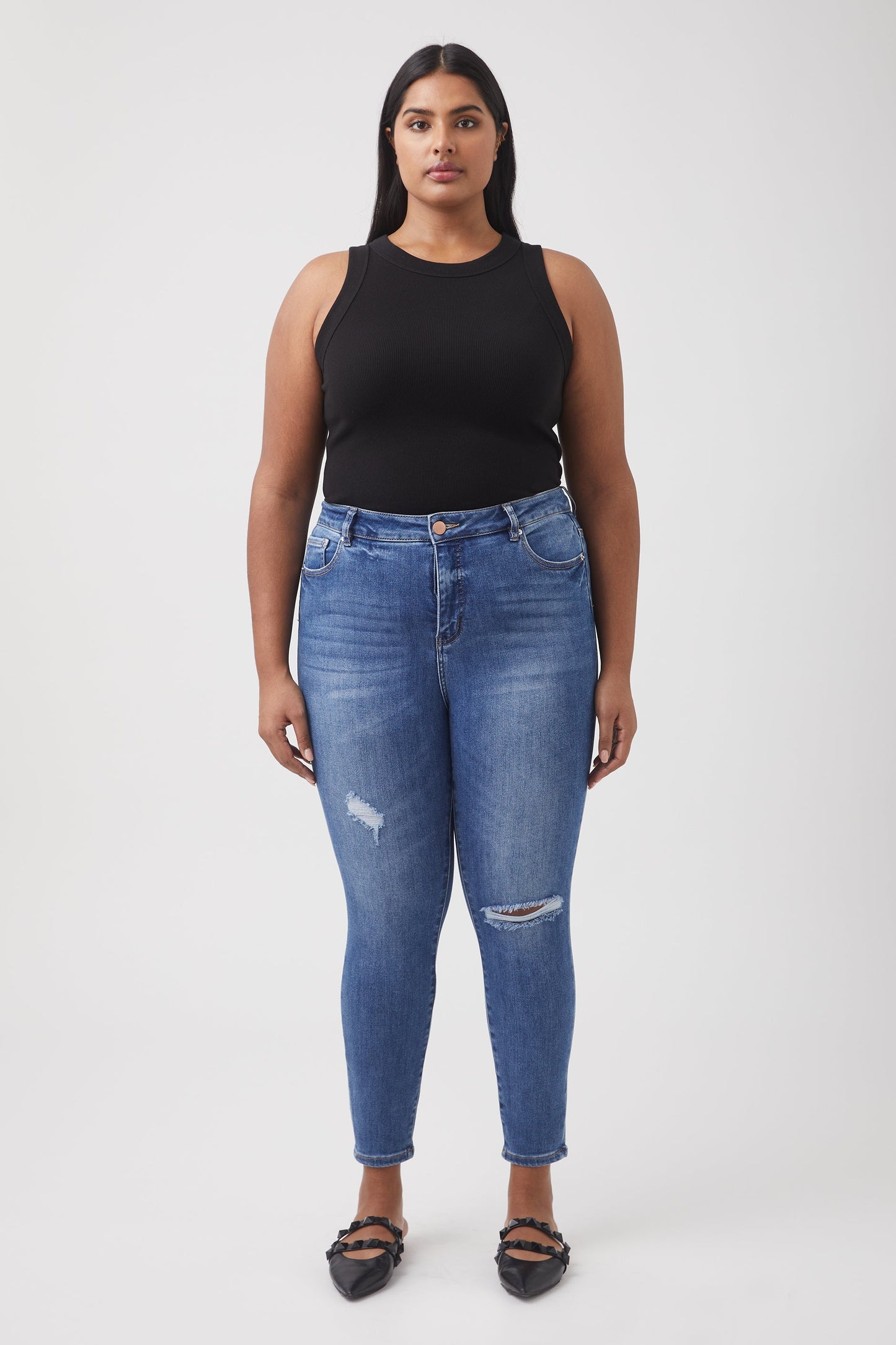 Evie Distressed High Rise Jean