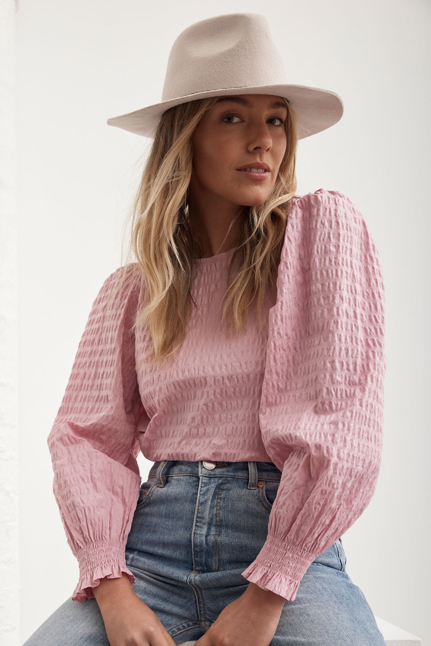 Fay Textured Puff Sleeve Top