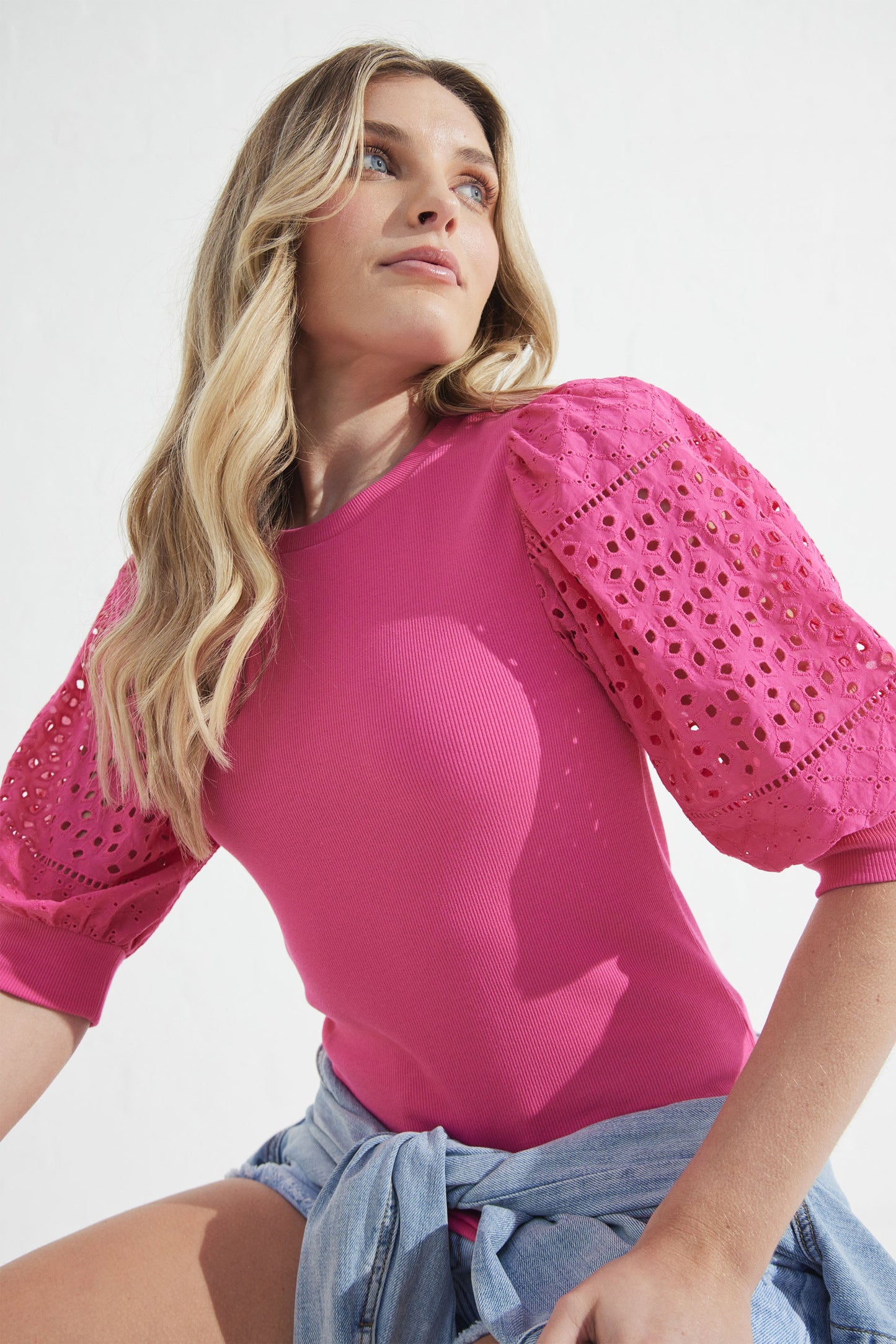 Lena Broderie Sleeve Top
