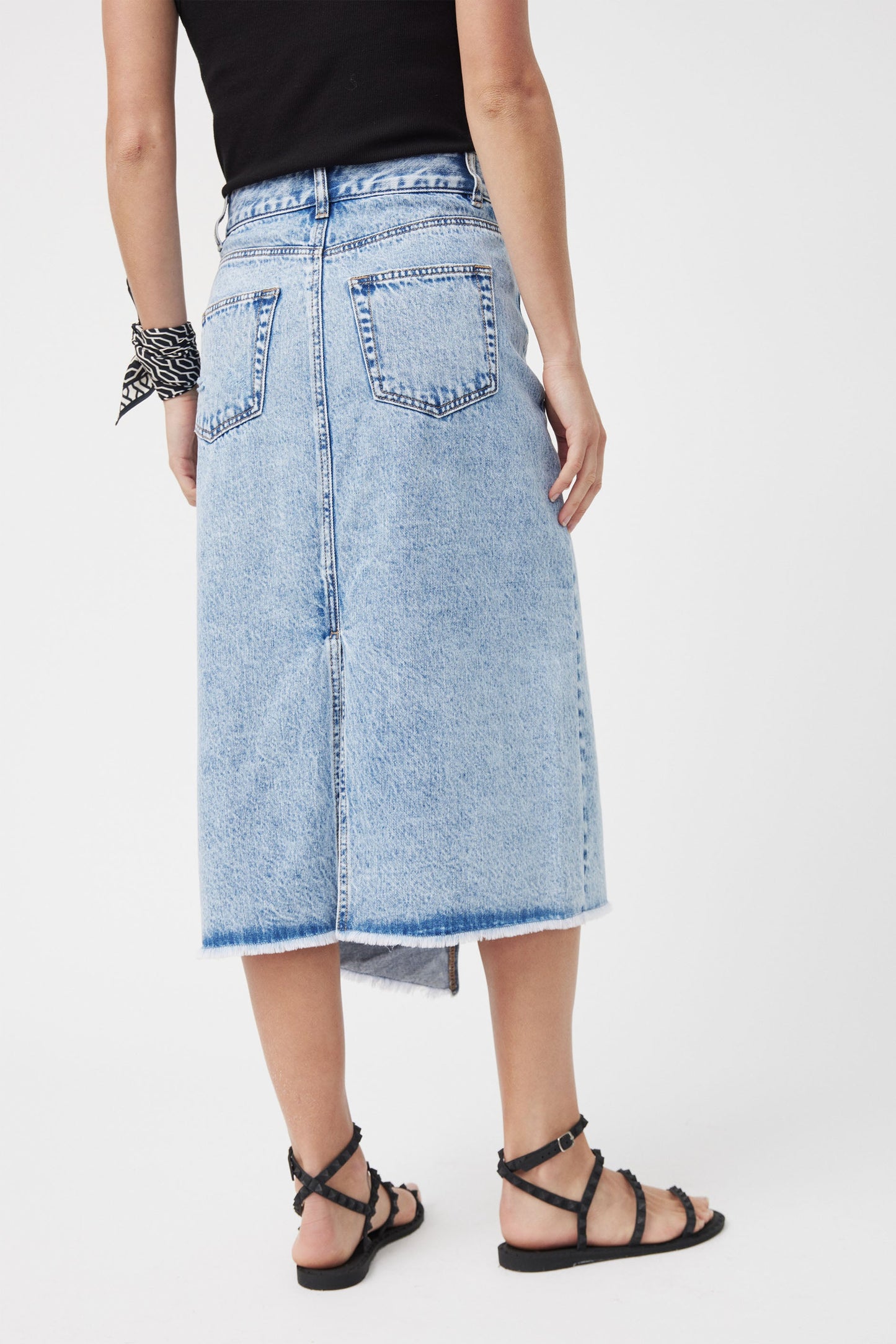 Tara Asym Denim Midi Skirt