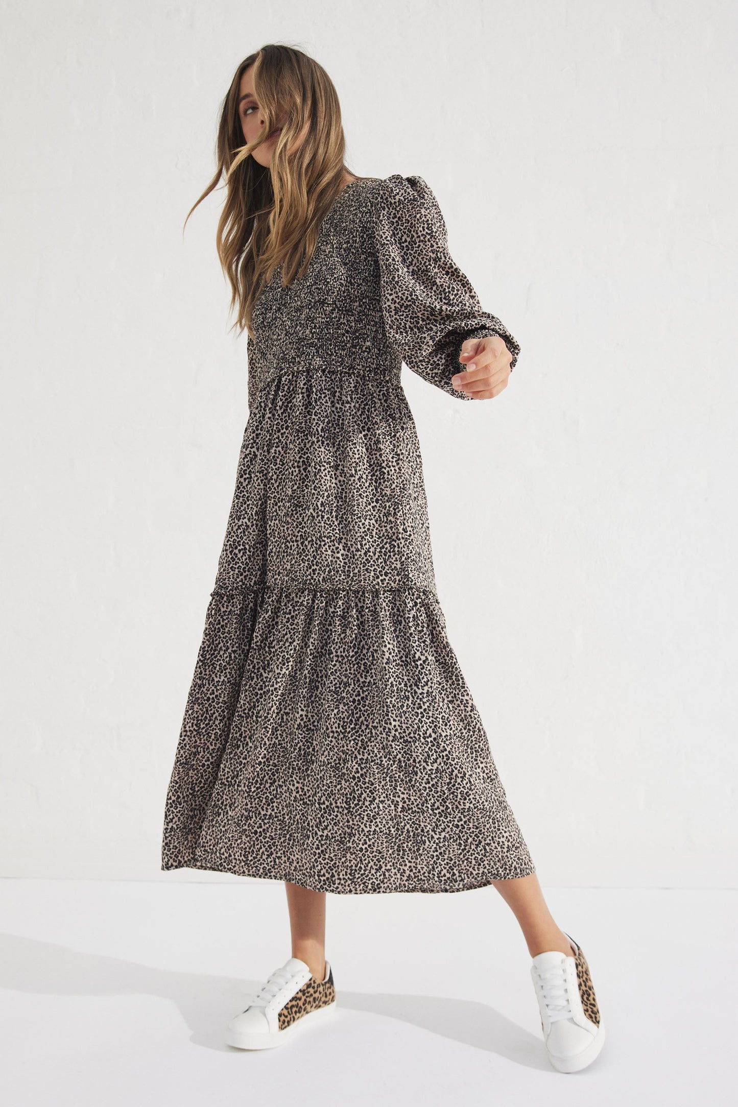 Maeve Shirred Midi Dress