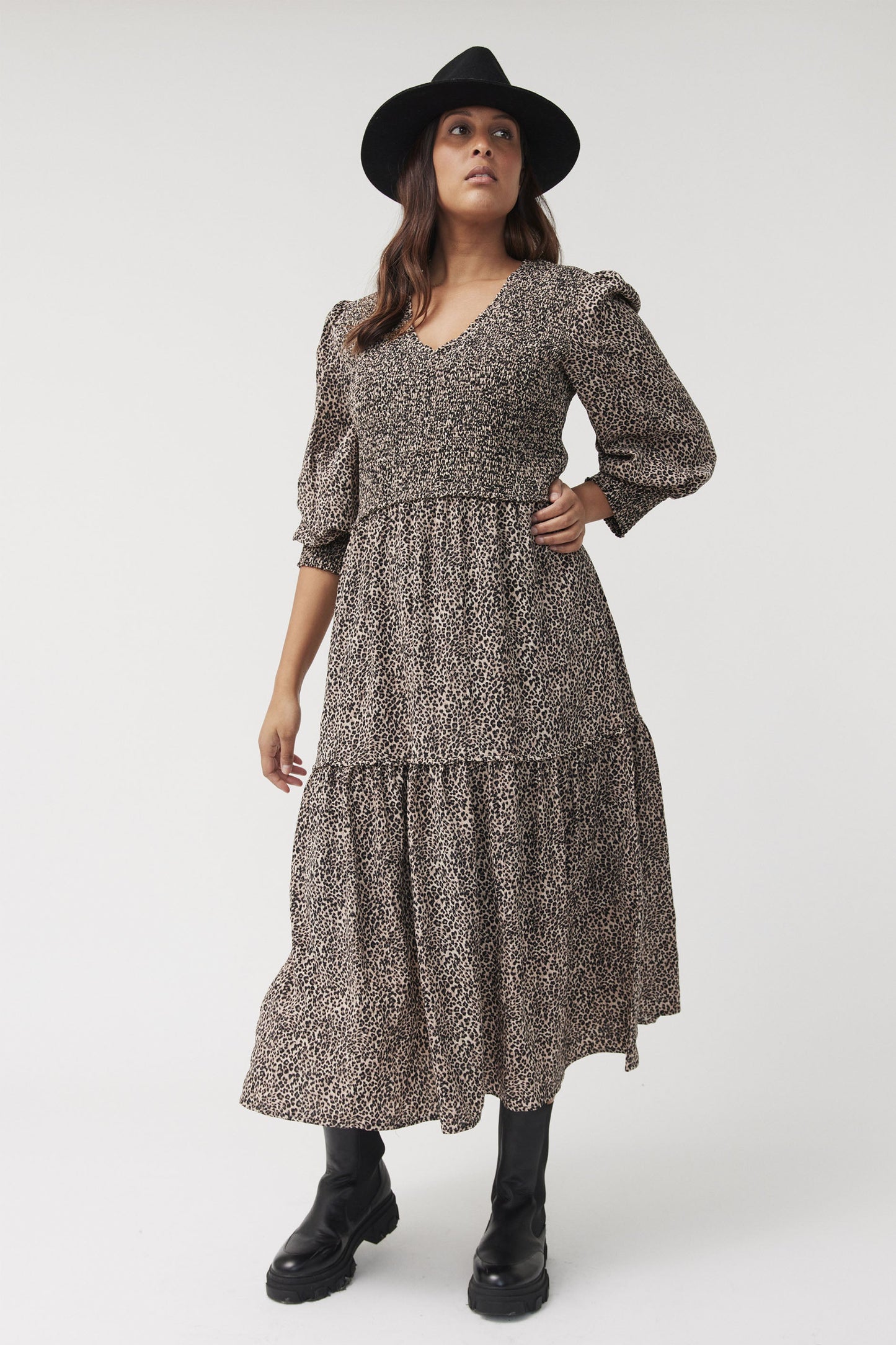 Maeve Shirred Midi Dress