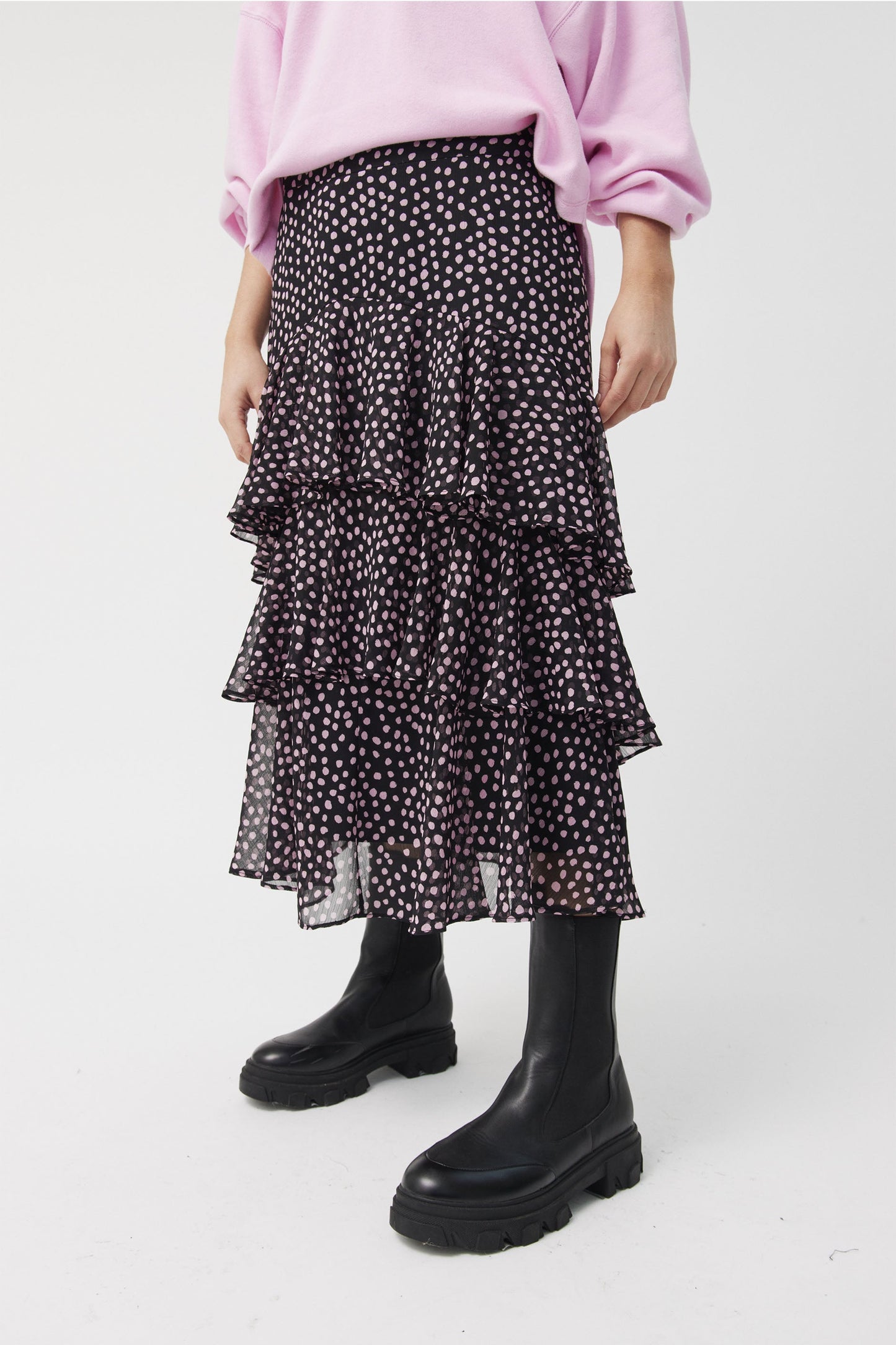 Indie Ruffle Midi Skirt