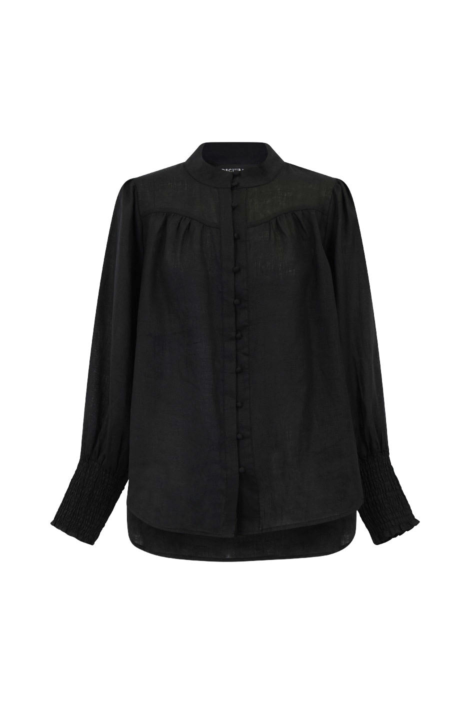 Cassie Collarless Linen Shirt