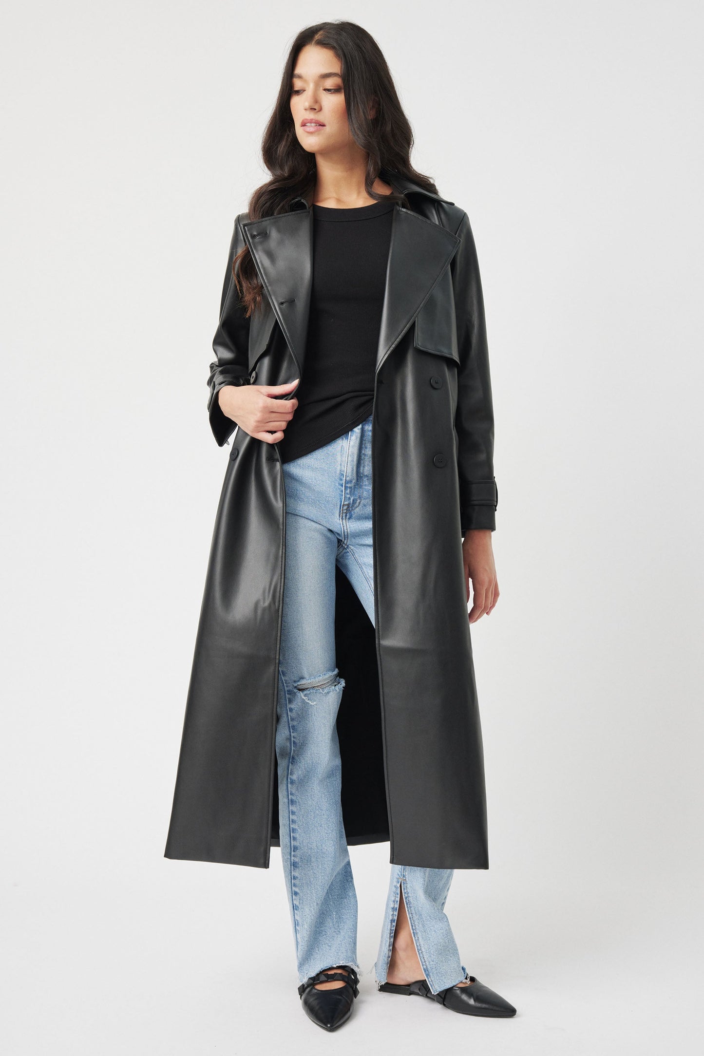 Valentina Leather Look Trench