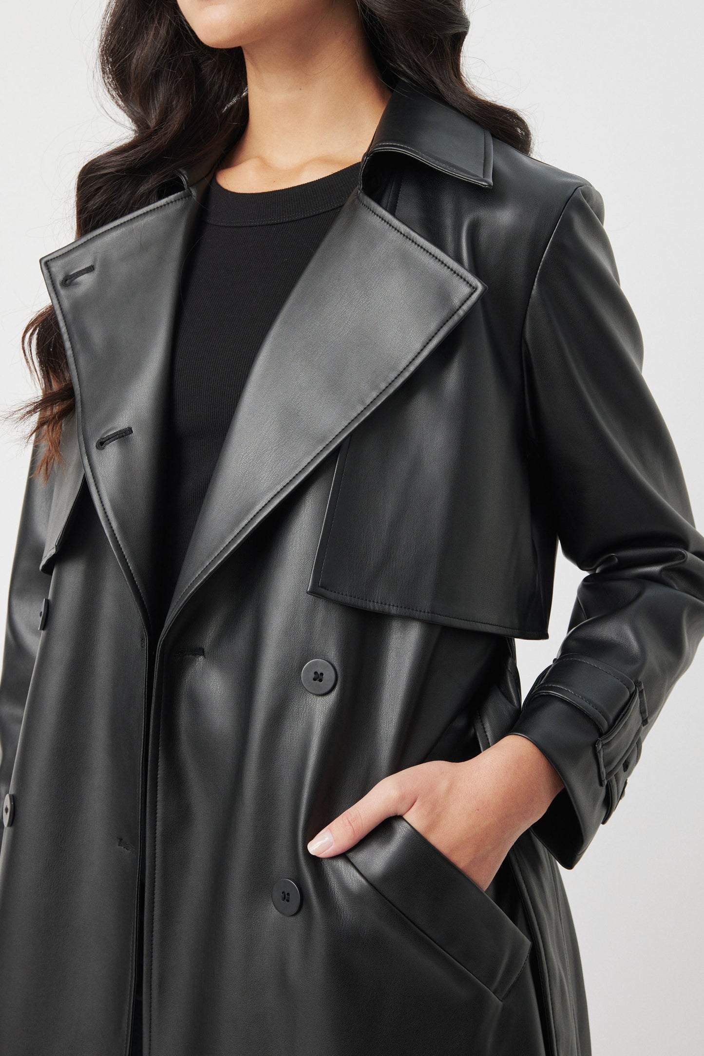 Valentina Leather Look Trench