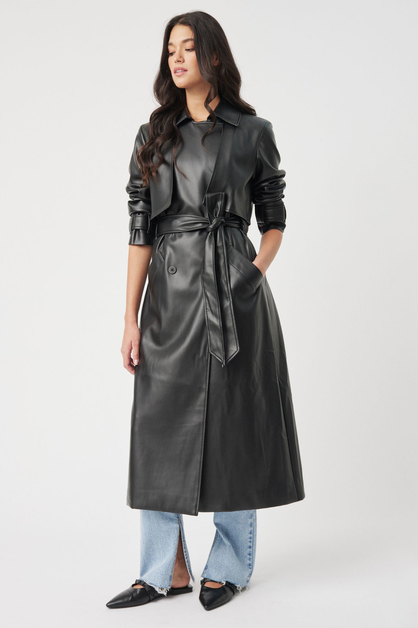 Valentina Leather Look Trench