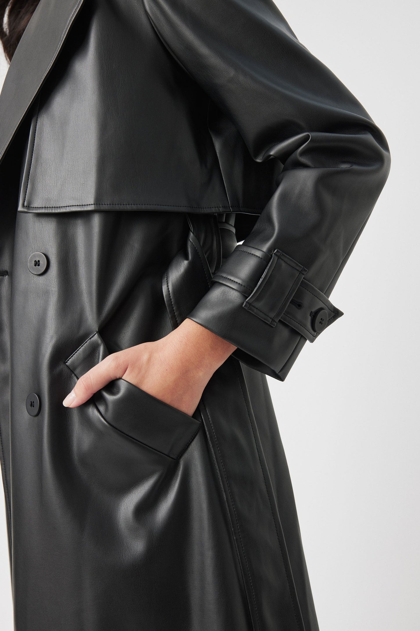 Valentina Leather Look Trench