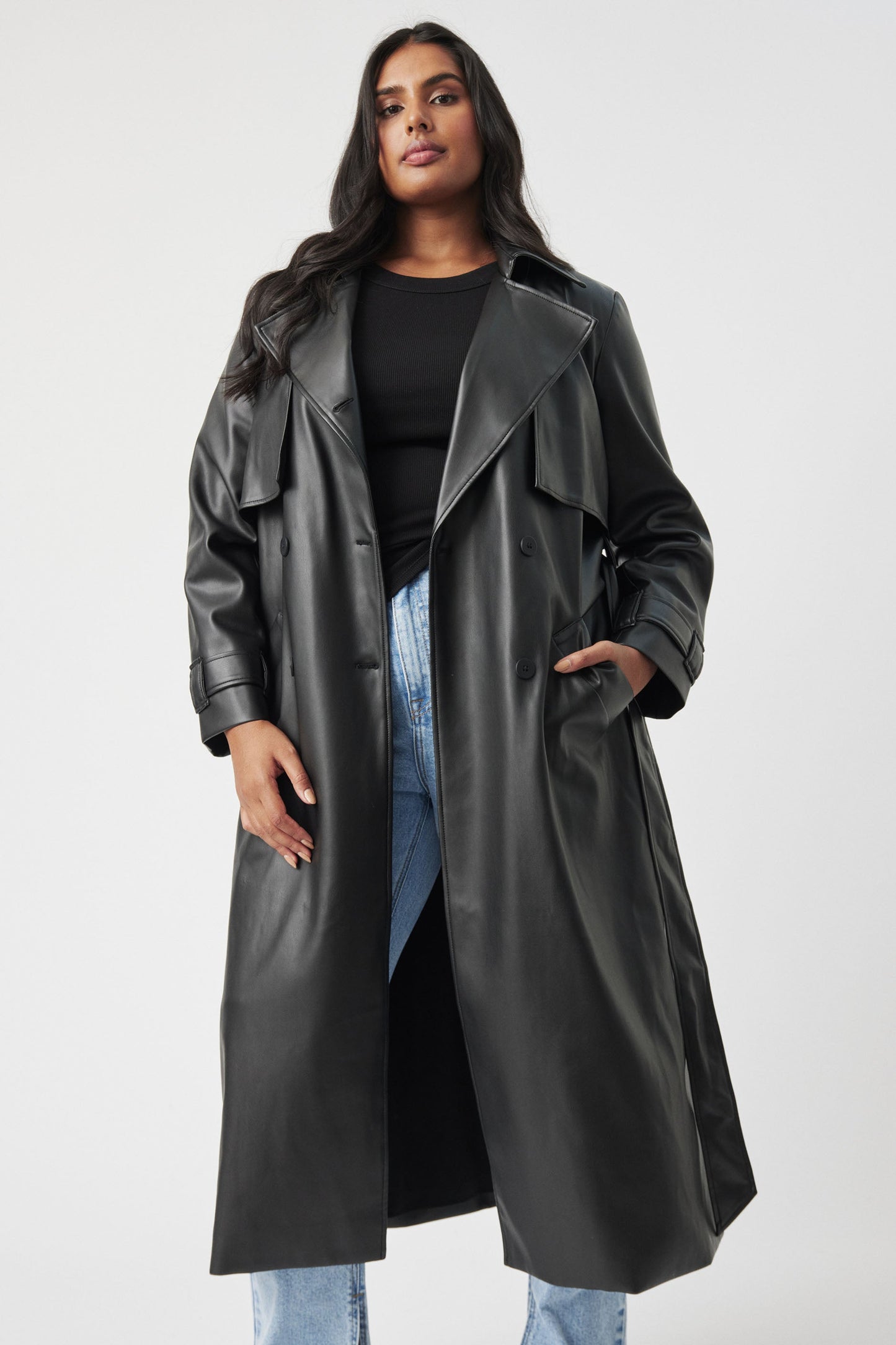 Valentina Leather Look Trench
