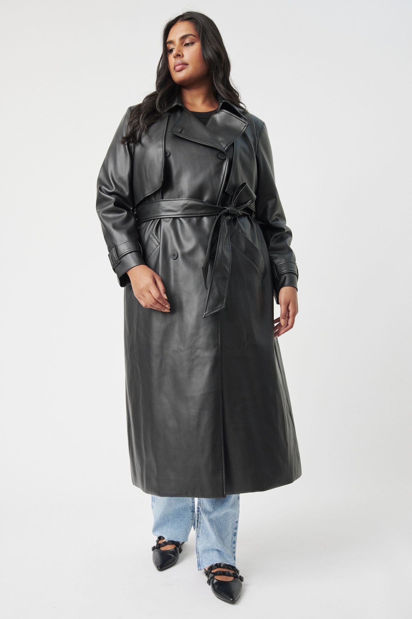 Valentina Leather Look Trench