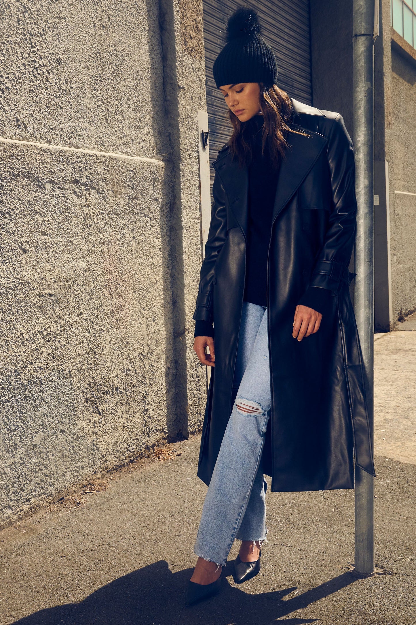 Valentina Leather Look Trench