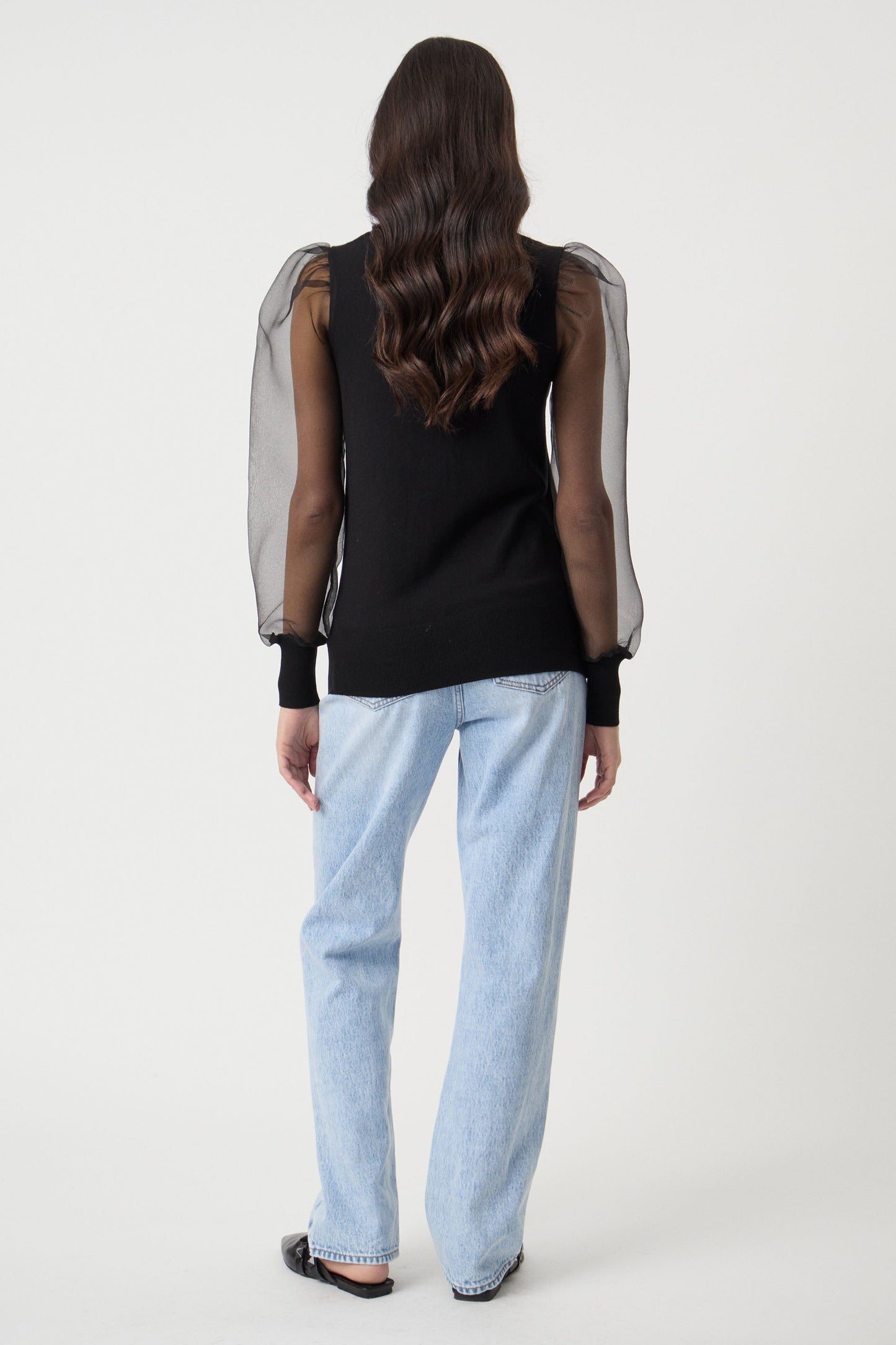 Liv Organza Sleeve Knit Top