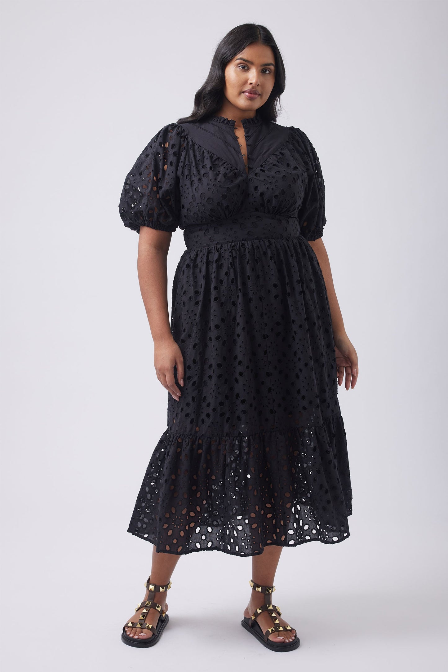 Claudia Broderie Midi Dress