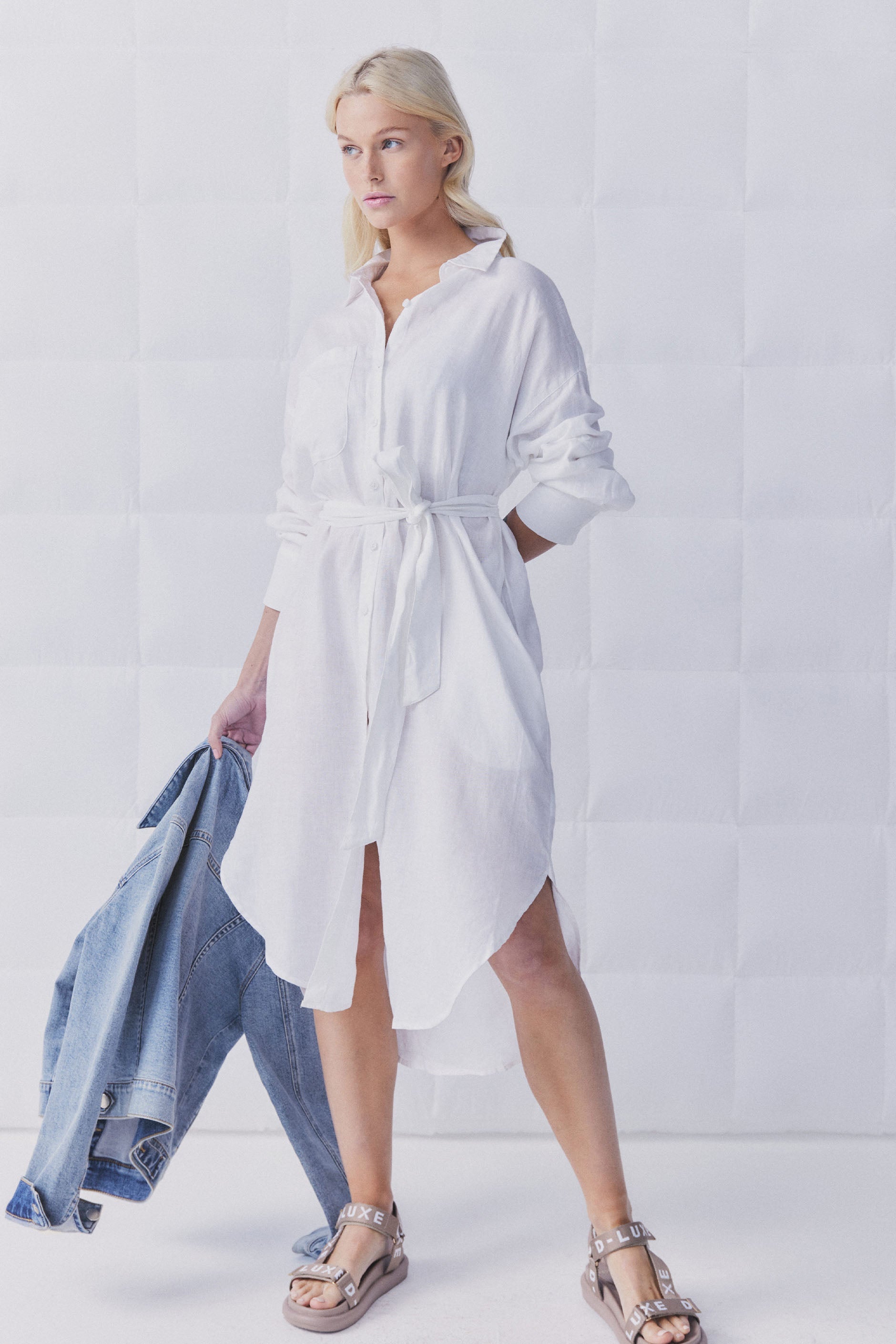 DECJUBA D-Luxe Patch Linen Midi Dress / Size M / New with tags / RRP $0.00  – Authentified