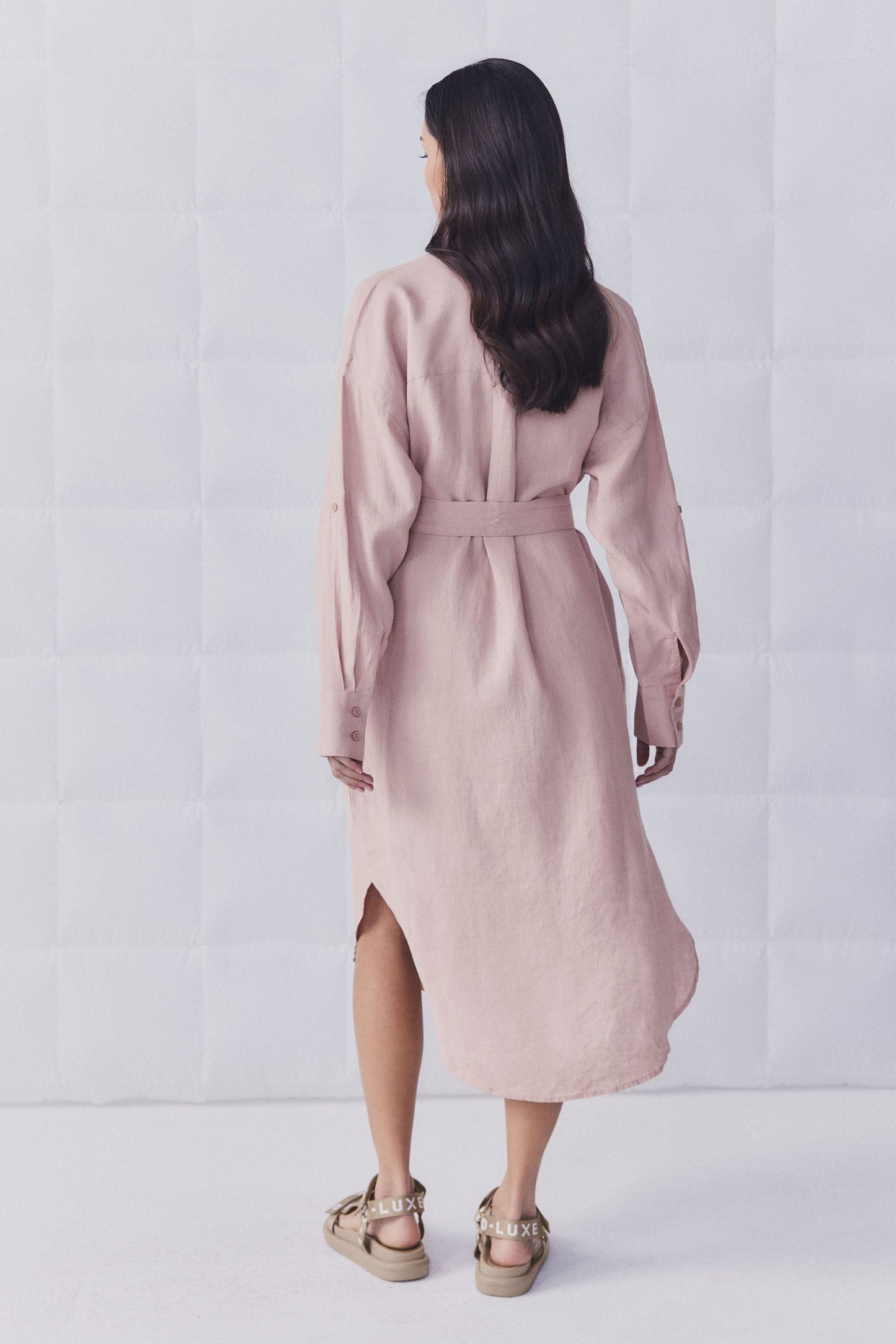 D-Luxe Patch Linen Midi Dress