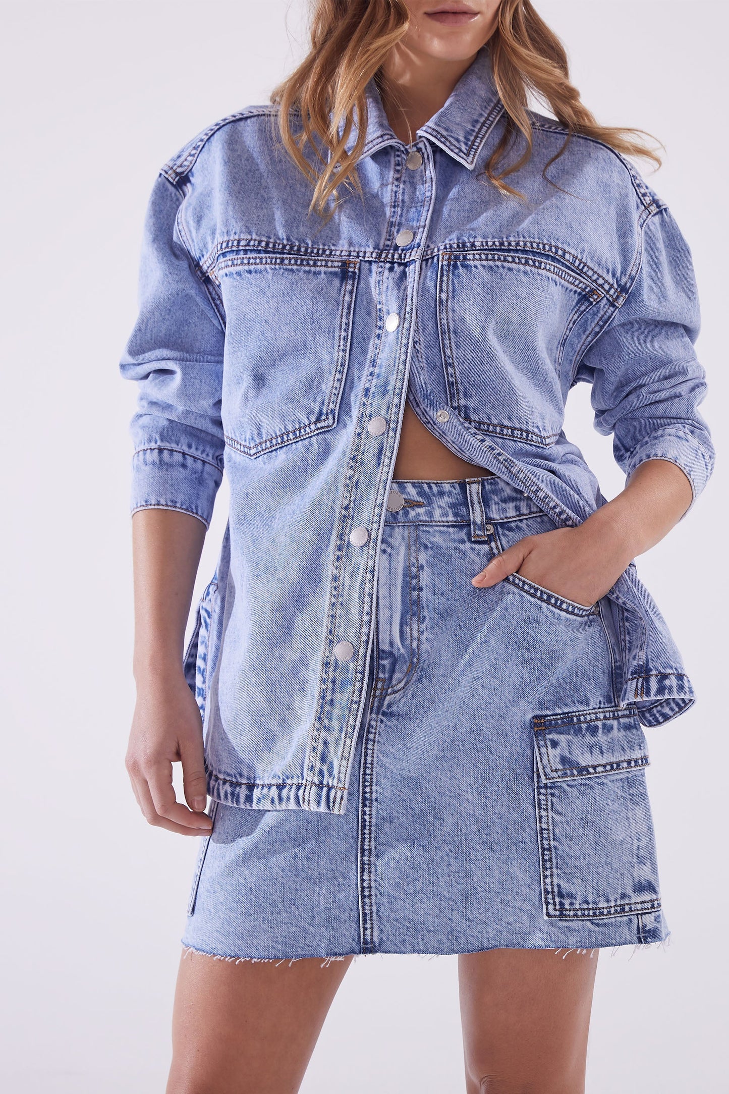 Megan Cargo Denim Mini Skirt