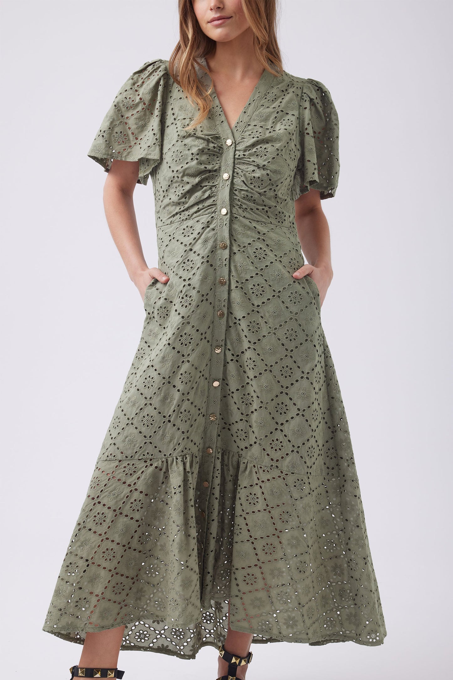 Connie Broderie Midi Dress
