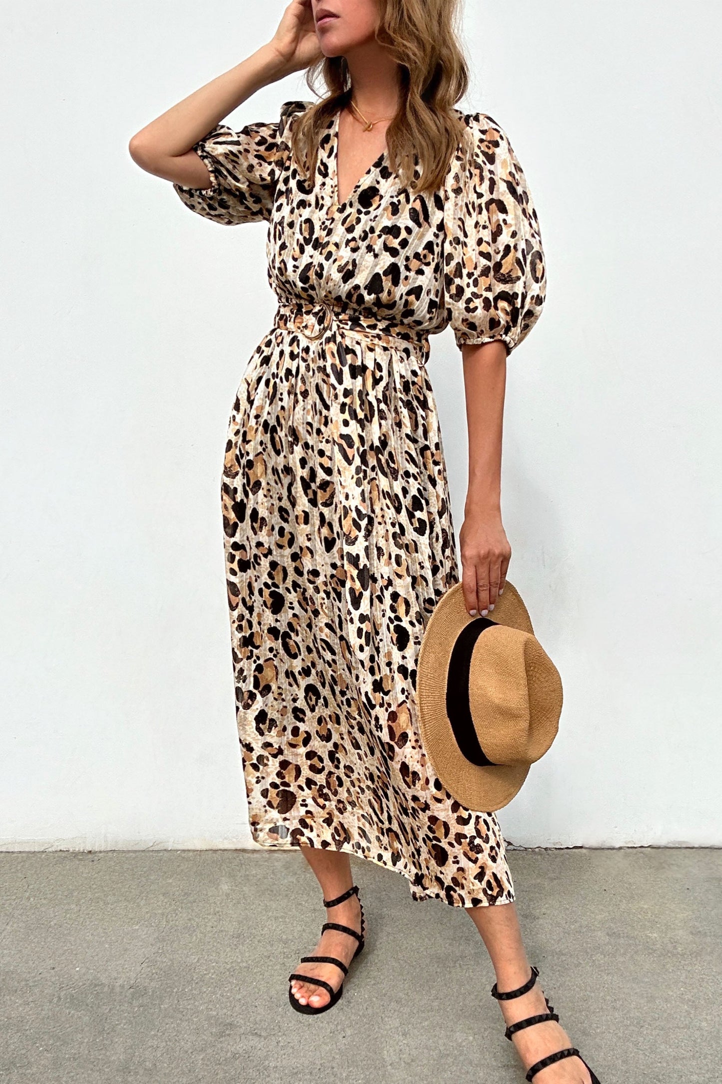 Alaina Puff Sleeve Midi Dress