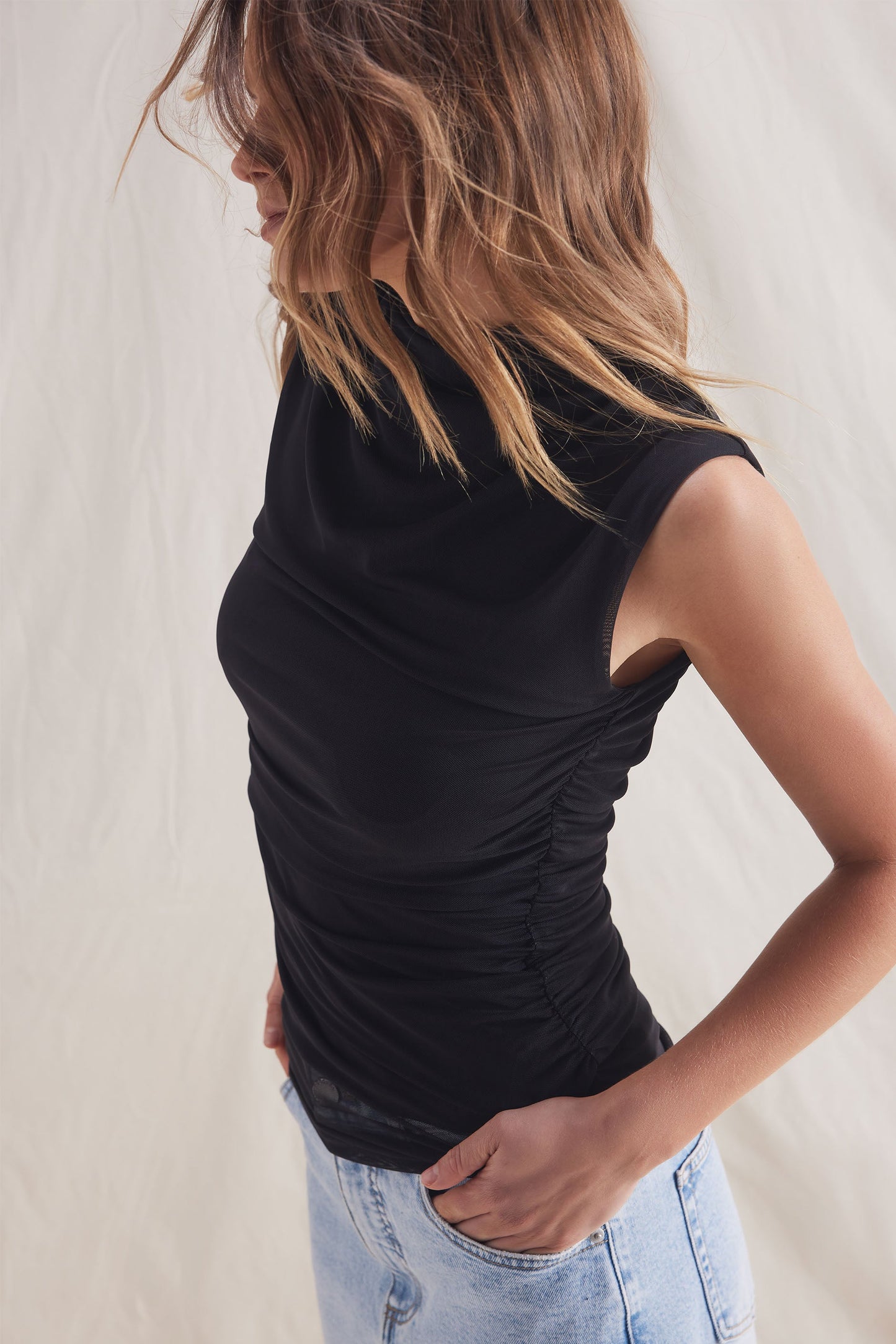 Brydie Mesh Ruched Top