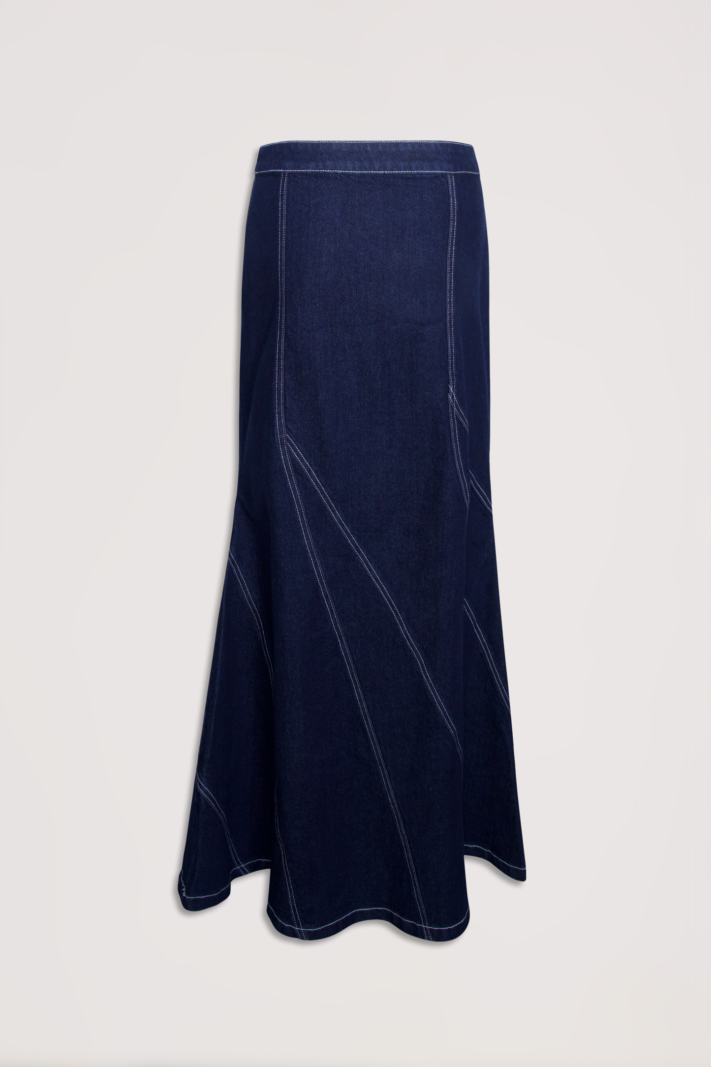 Paisley Flute Denim Maxi Skirt