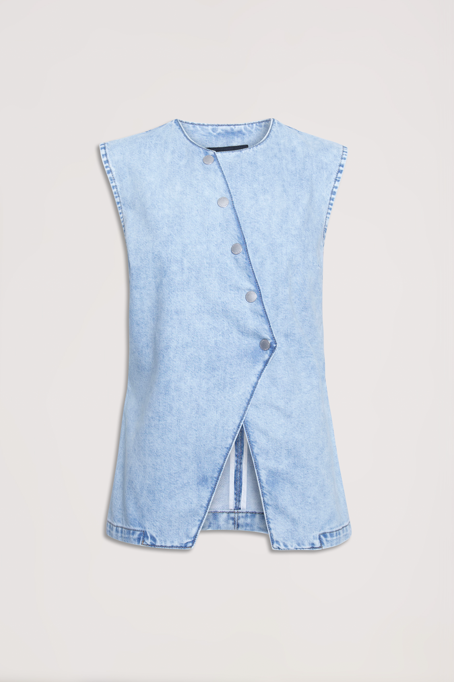 Megan Asymmetric Denim Vest