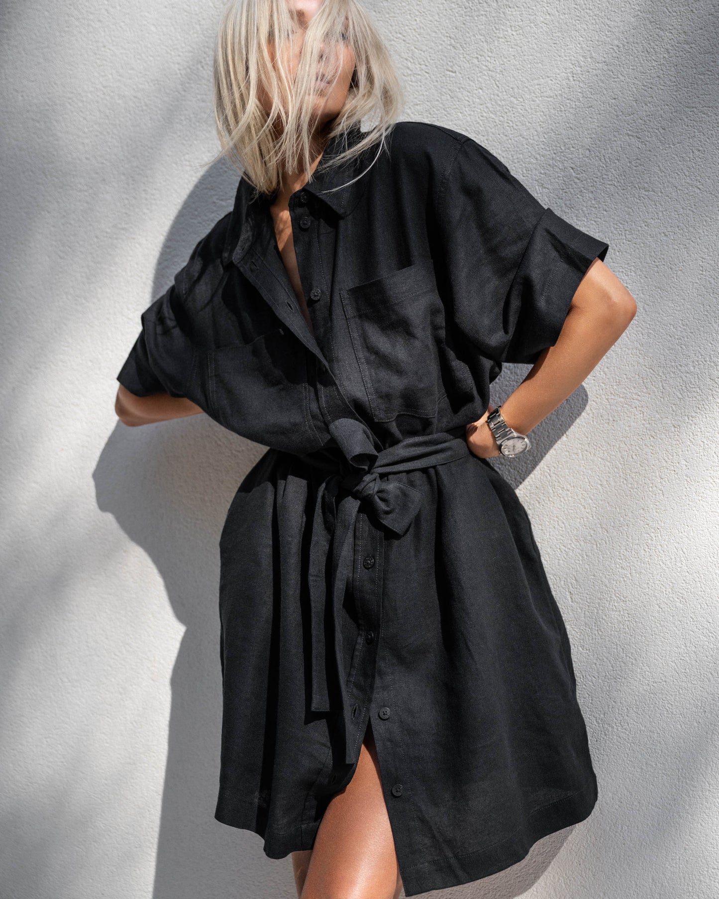 D-Luxe Linen Blend Short Dress