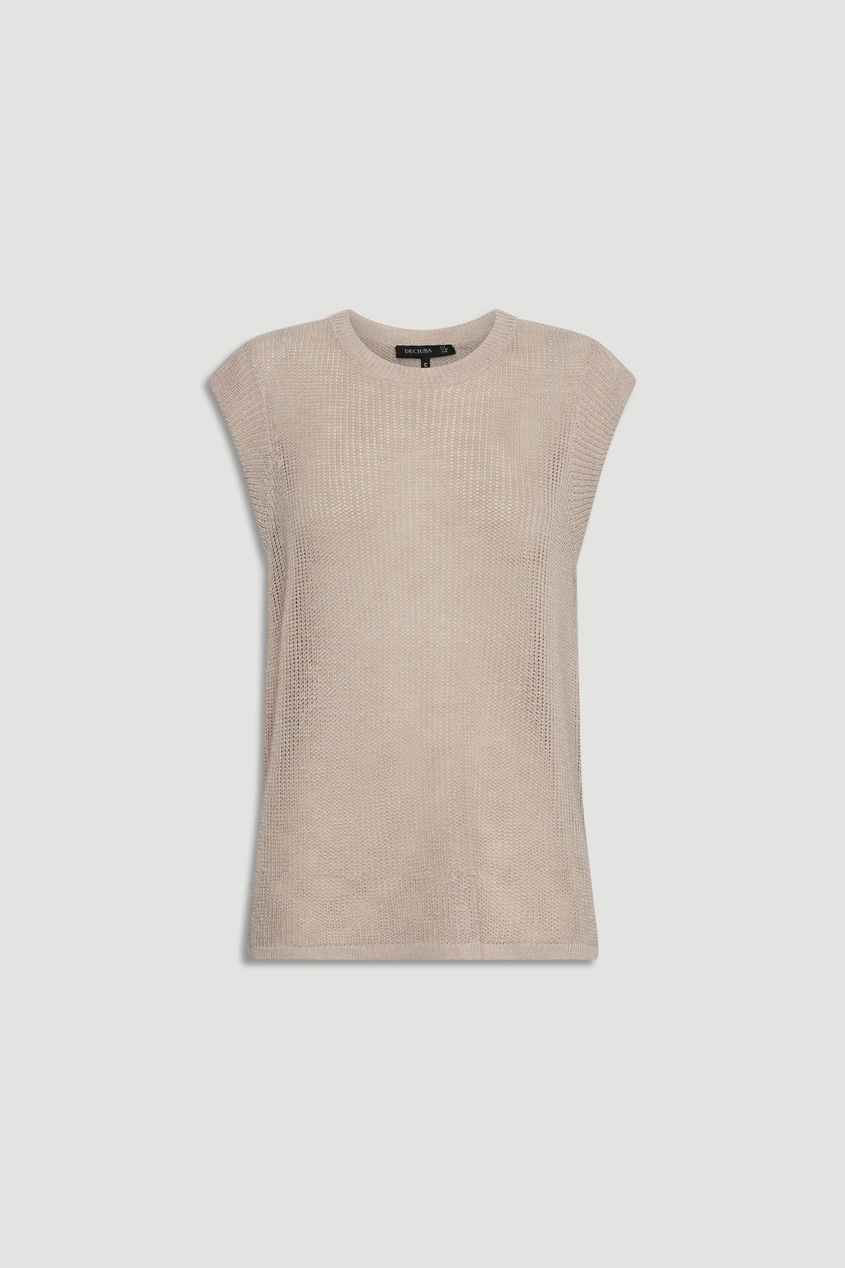 Soft beige knit tank with a relaxed fit and subtle texture, designed for effortless everyday layering.