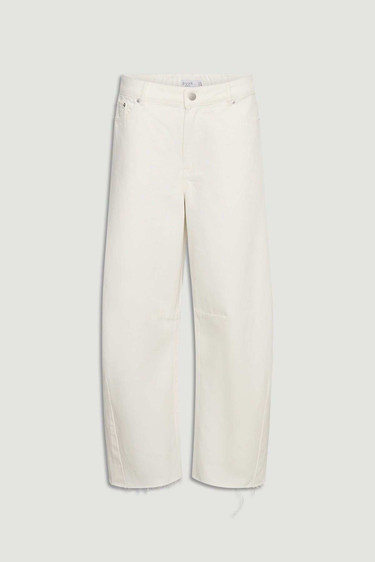 D-Luxe Horseshoe Jean in white relaxed denim with wide leg fit and classic five-pocket styling by DECJUBA Australian brand