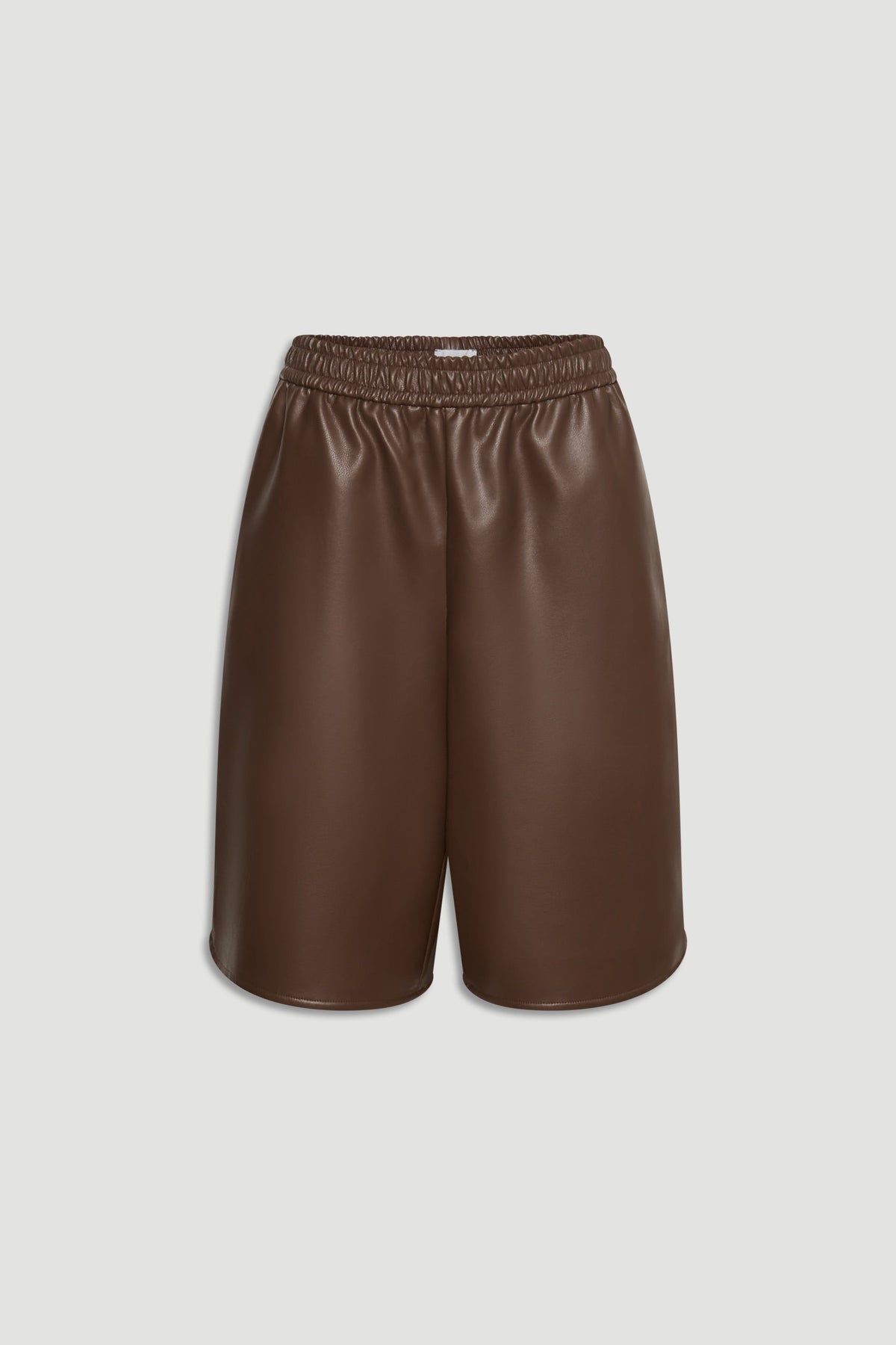 D-Luxe Faux Leather Bermuda in rich brown with an elastic waistband, designed by DECJUBA Australian fashion brand.