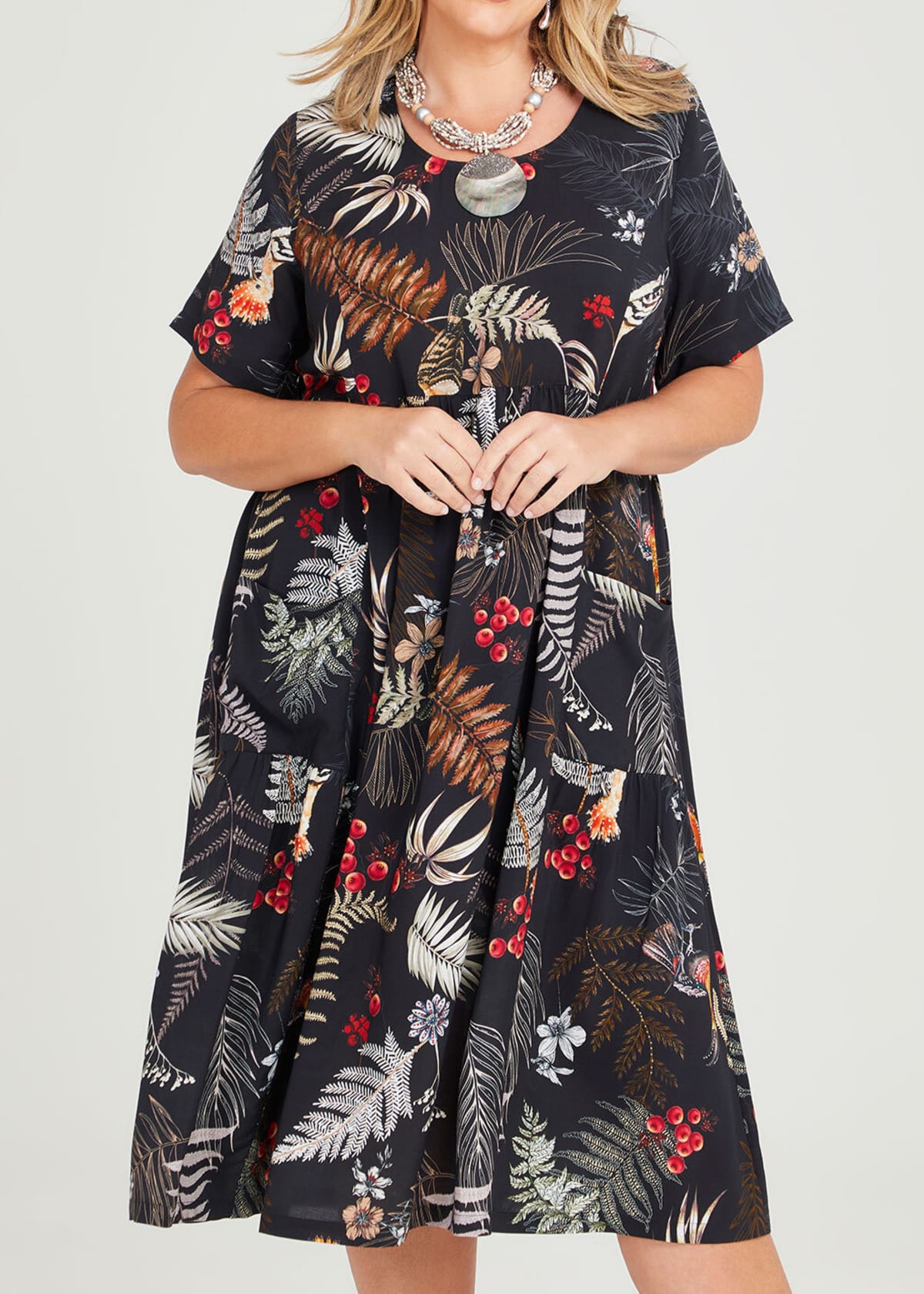 Natural Toucan Print Dress
