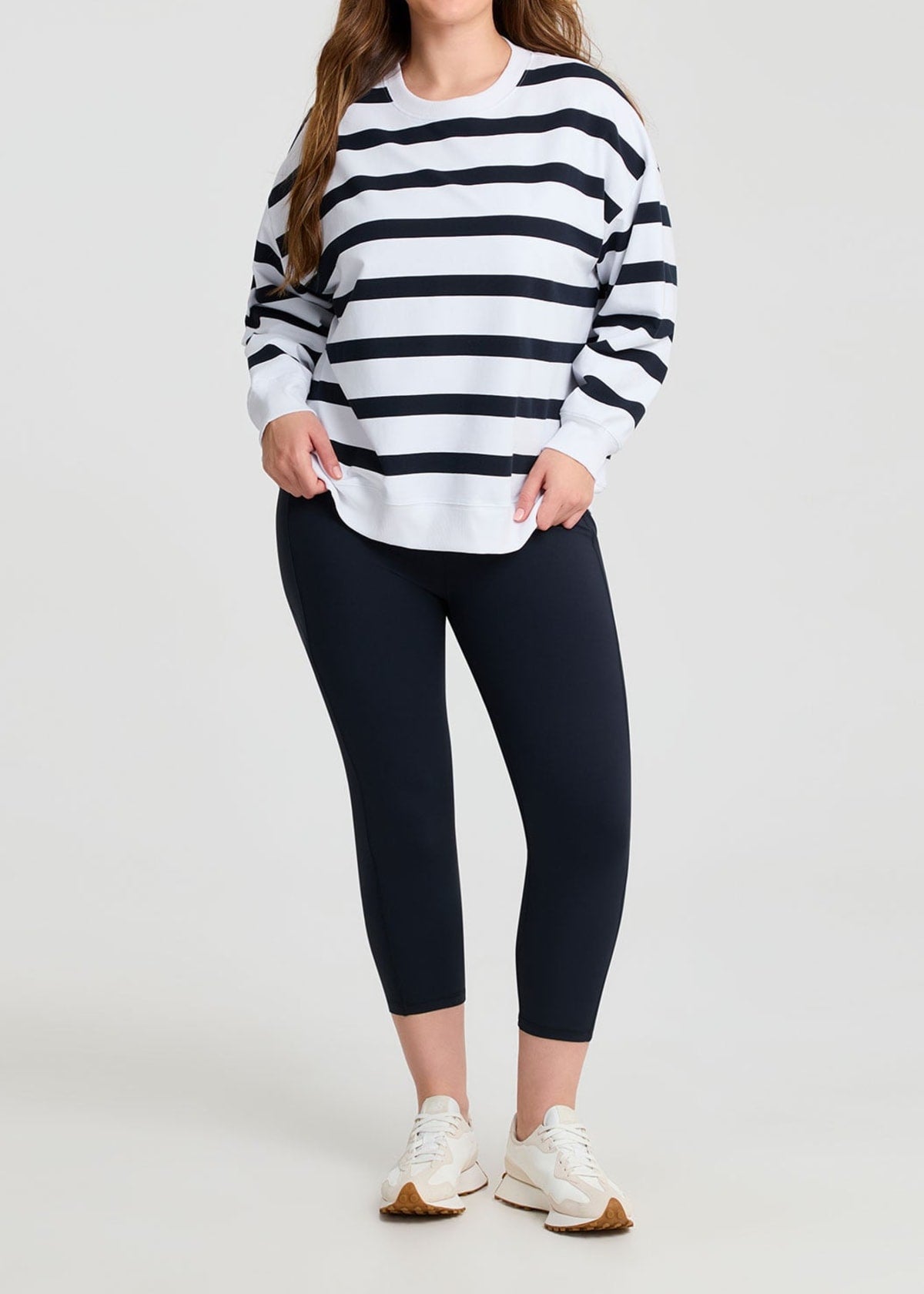Cotton Linear Stripe Sweatshirt
