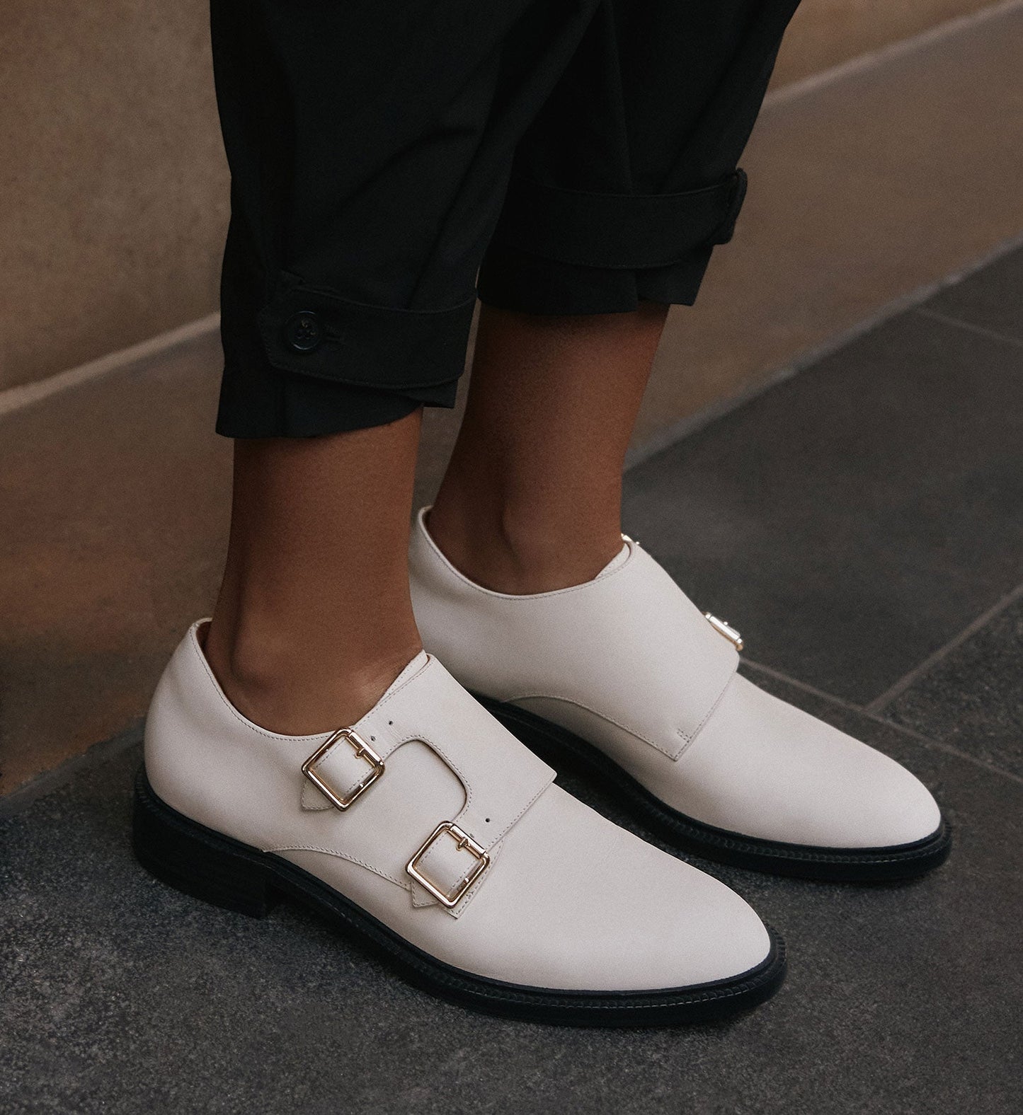 Coua Ecru Leather Monks