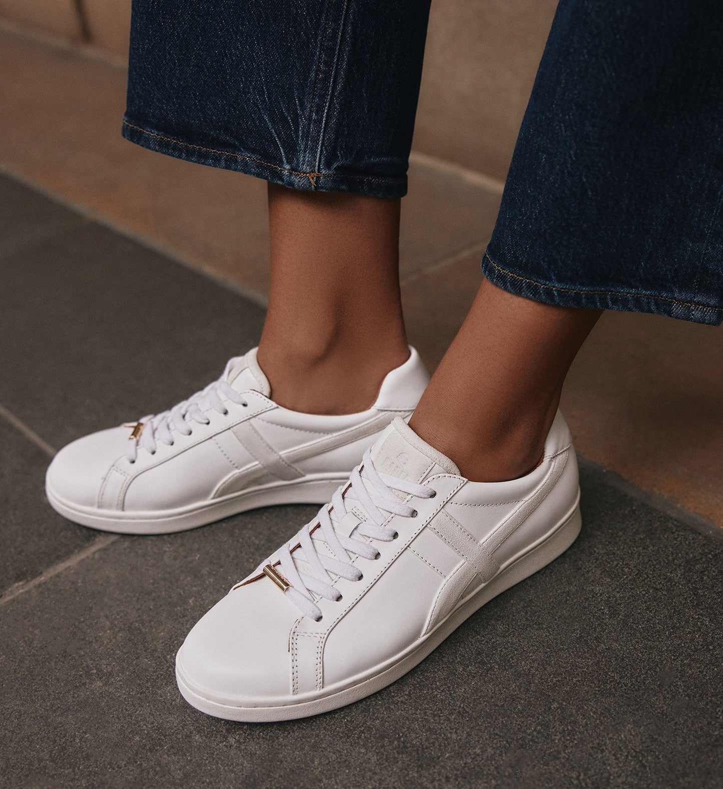 Seriema White Leather & Suede Sneakers