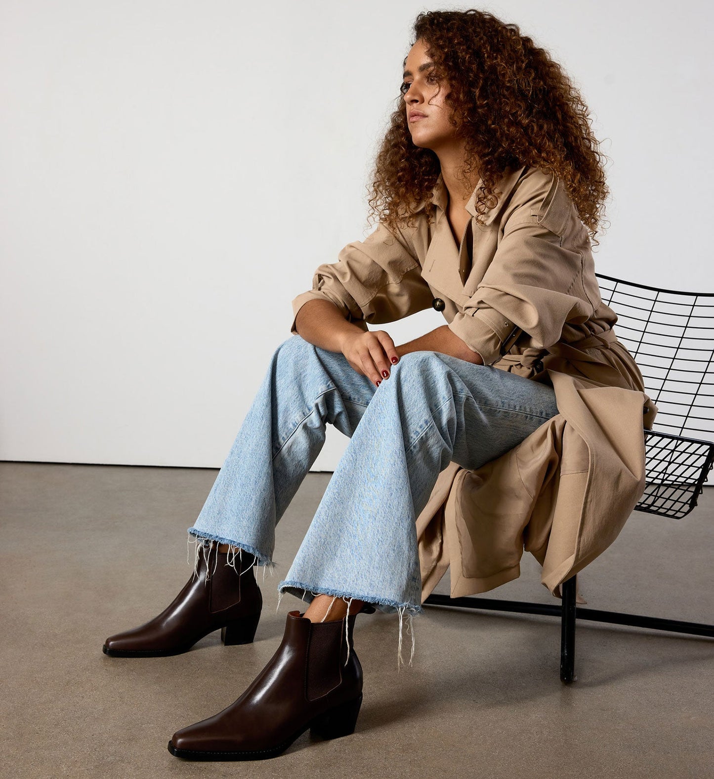 Ani Carob Boxed Leather Ankle Boots
