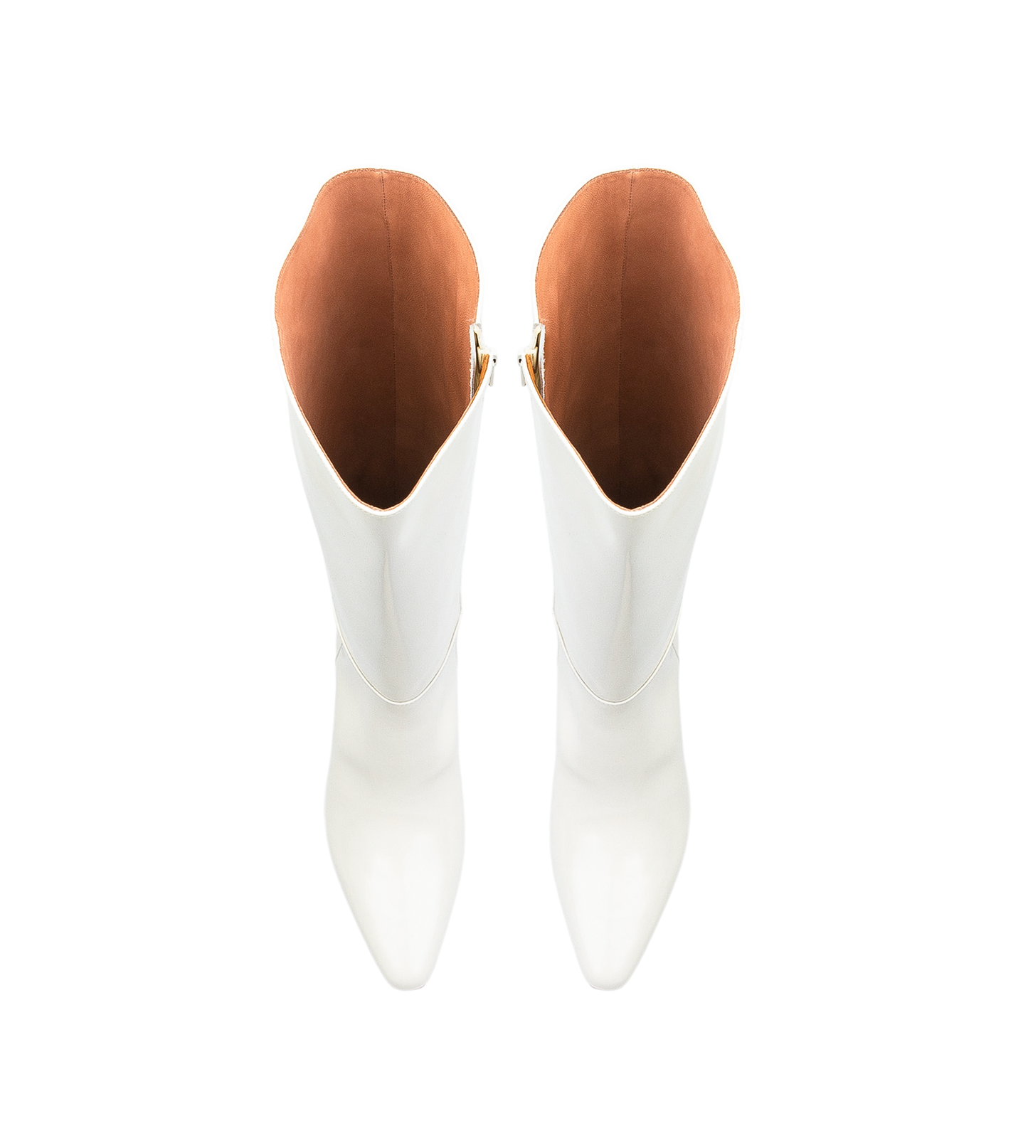 Cacique White Boxed Leather Knee High Boots