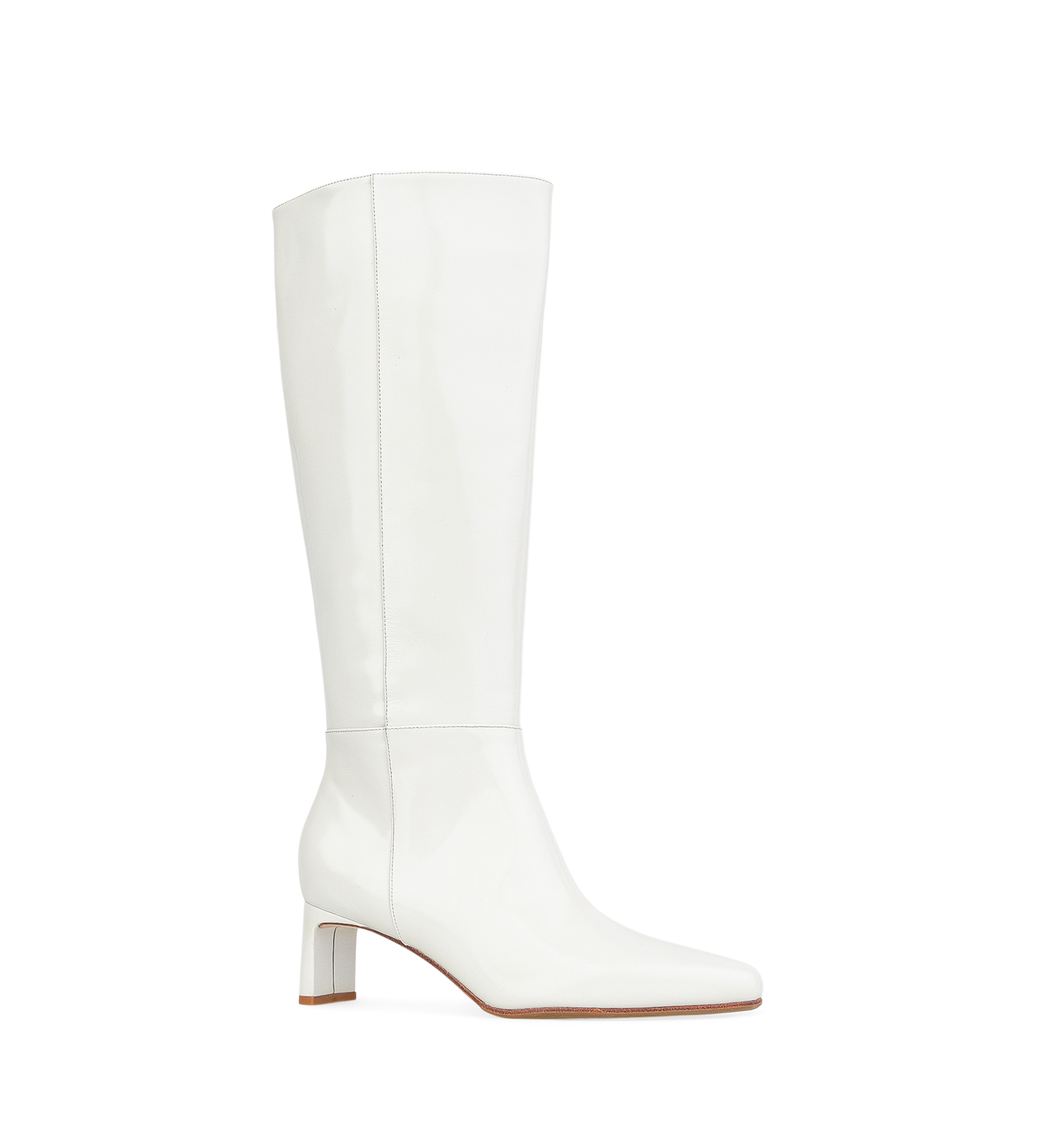 Cacique White Boxed Leather Knee High Boots