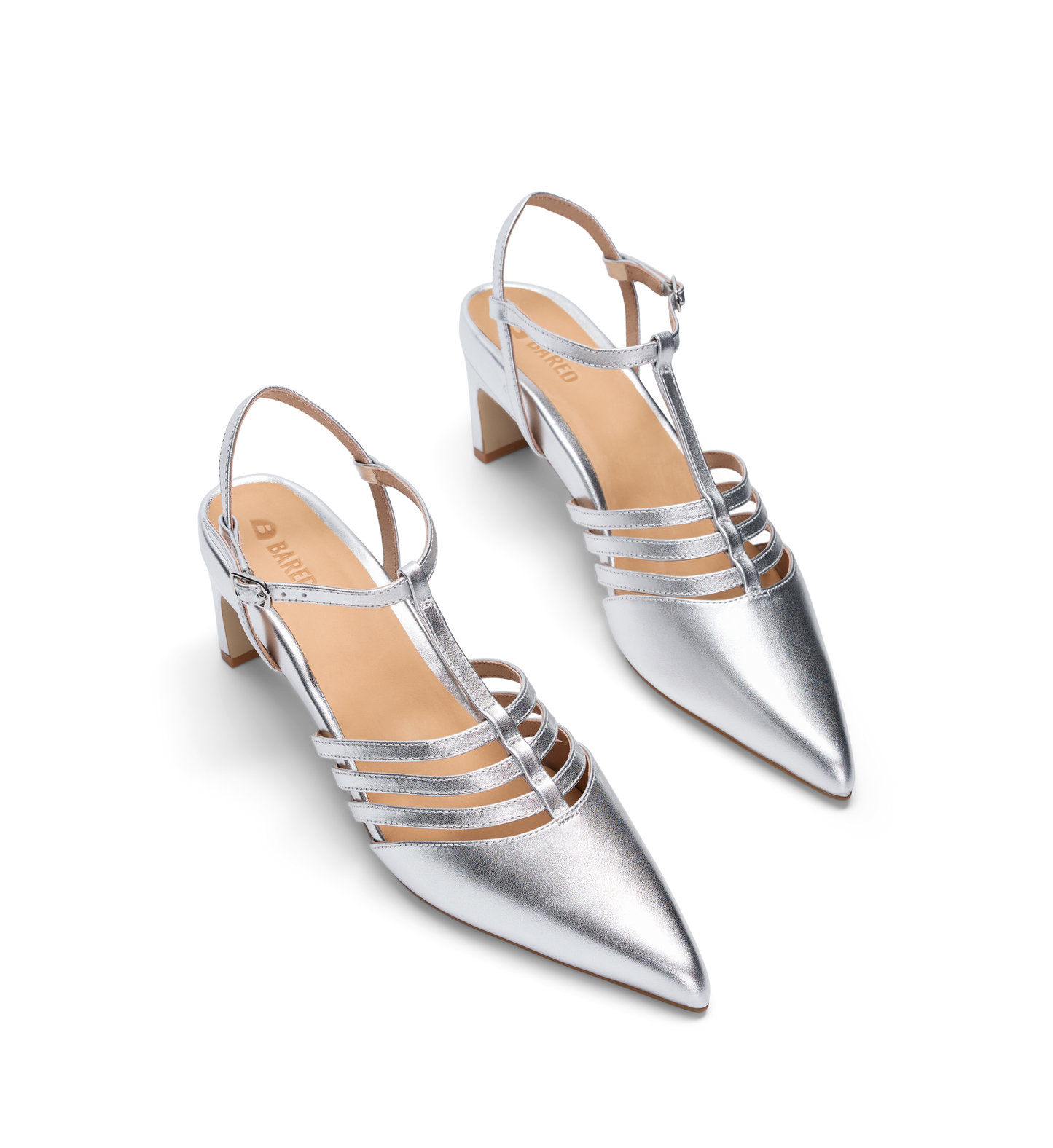 Calliope Silver Leather Low Heels